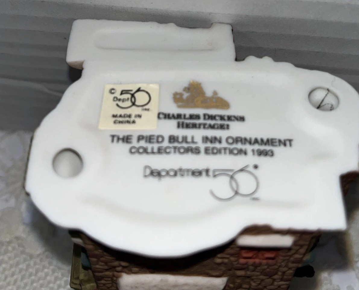 Dept 56 The Pied Bull Inn 1993 Collector’s Edition Ornament Mint W Original Box