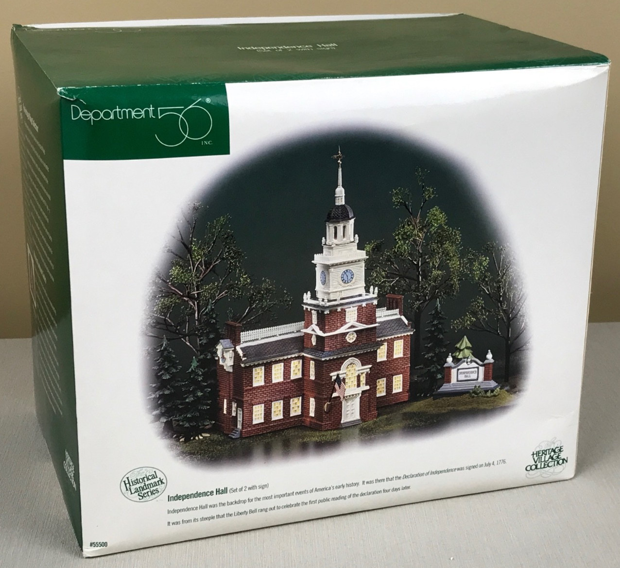 Dept 56 INDEPENDENCE HALL Historical Landmark Series COMPLETE WITH BOX & CLOCK