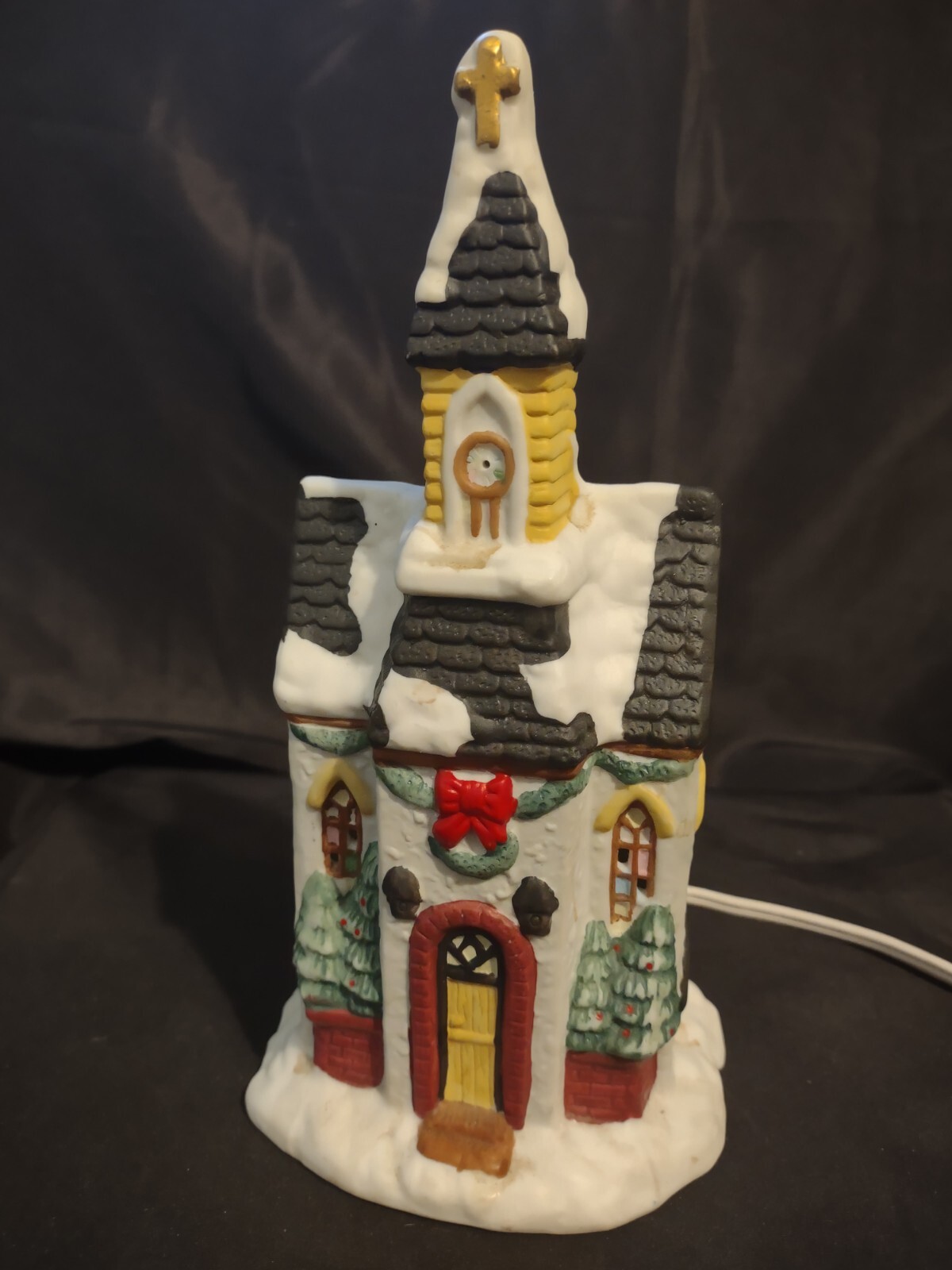 Very Cute Lighted Christmas Village Church 8”