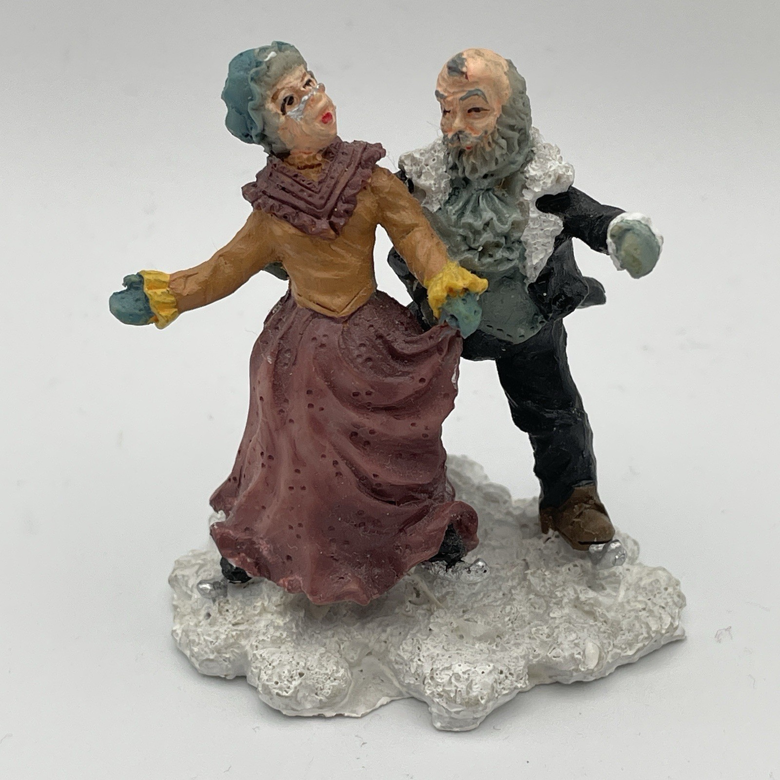 Christmas Village Accessories Old Man Woman Ice Skating Small Piece Replacement
