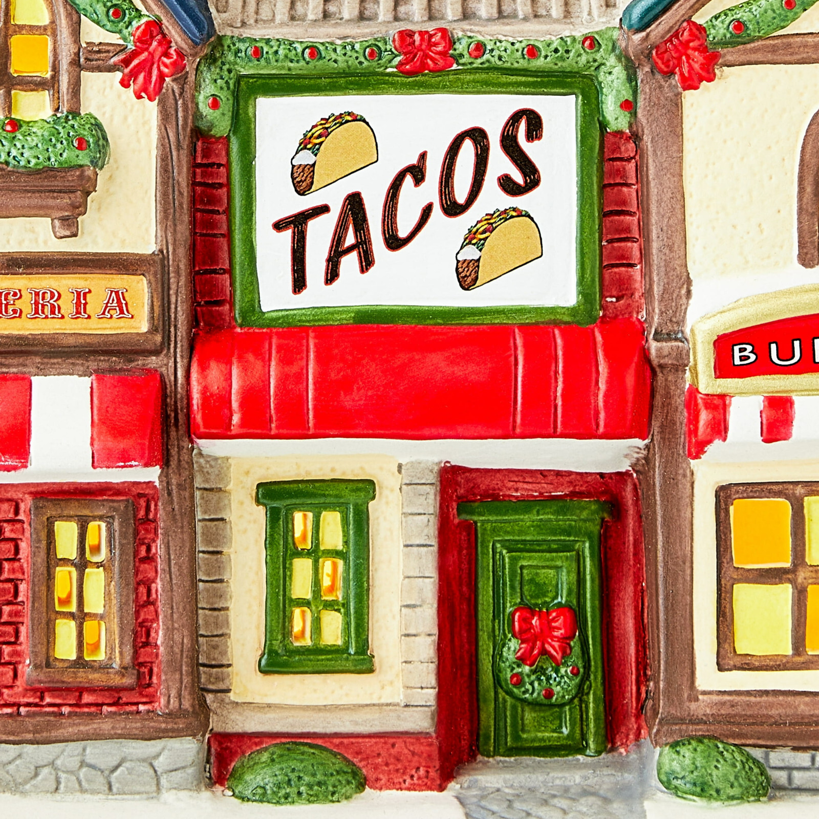 Holiday Time 2024 Village Food Shops Vintage Victorian 50308 Pizza Tacos Burgers