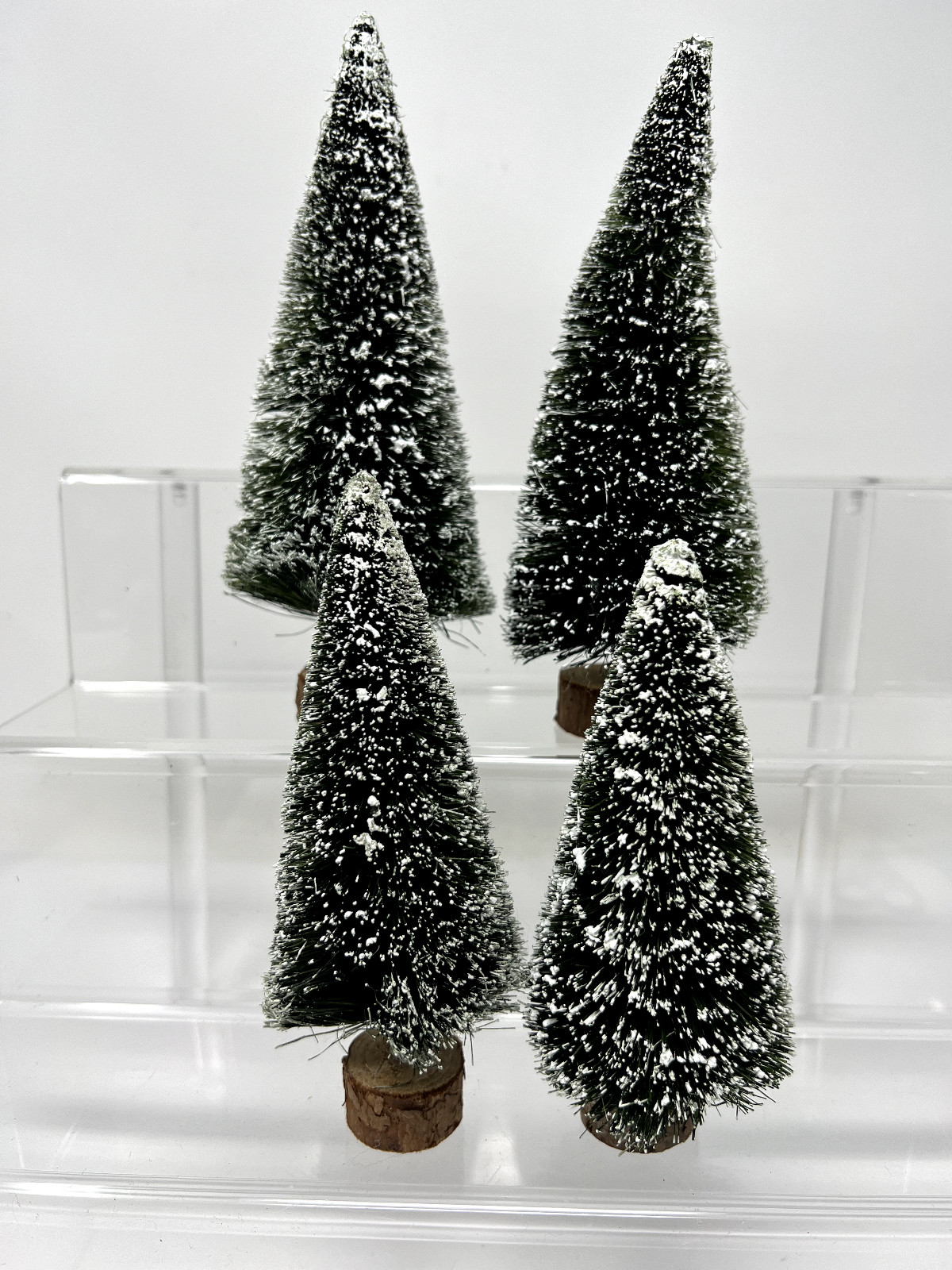 Dept 56 Christmas Village Set Of 4 Bottle Brush Tree Tree’s 6″ to 7″ Tall