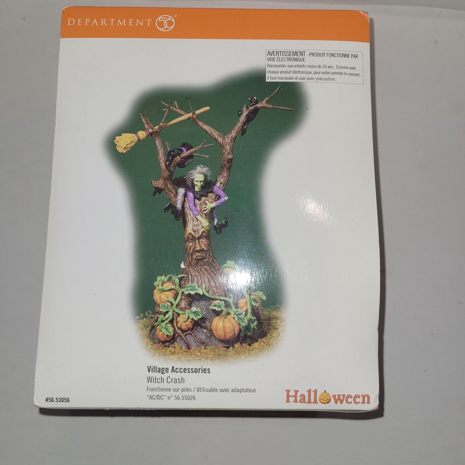 Dept 56 Snow Village Halloween Witch Crash 56-53056 Spinning Head -In Styrofoam