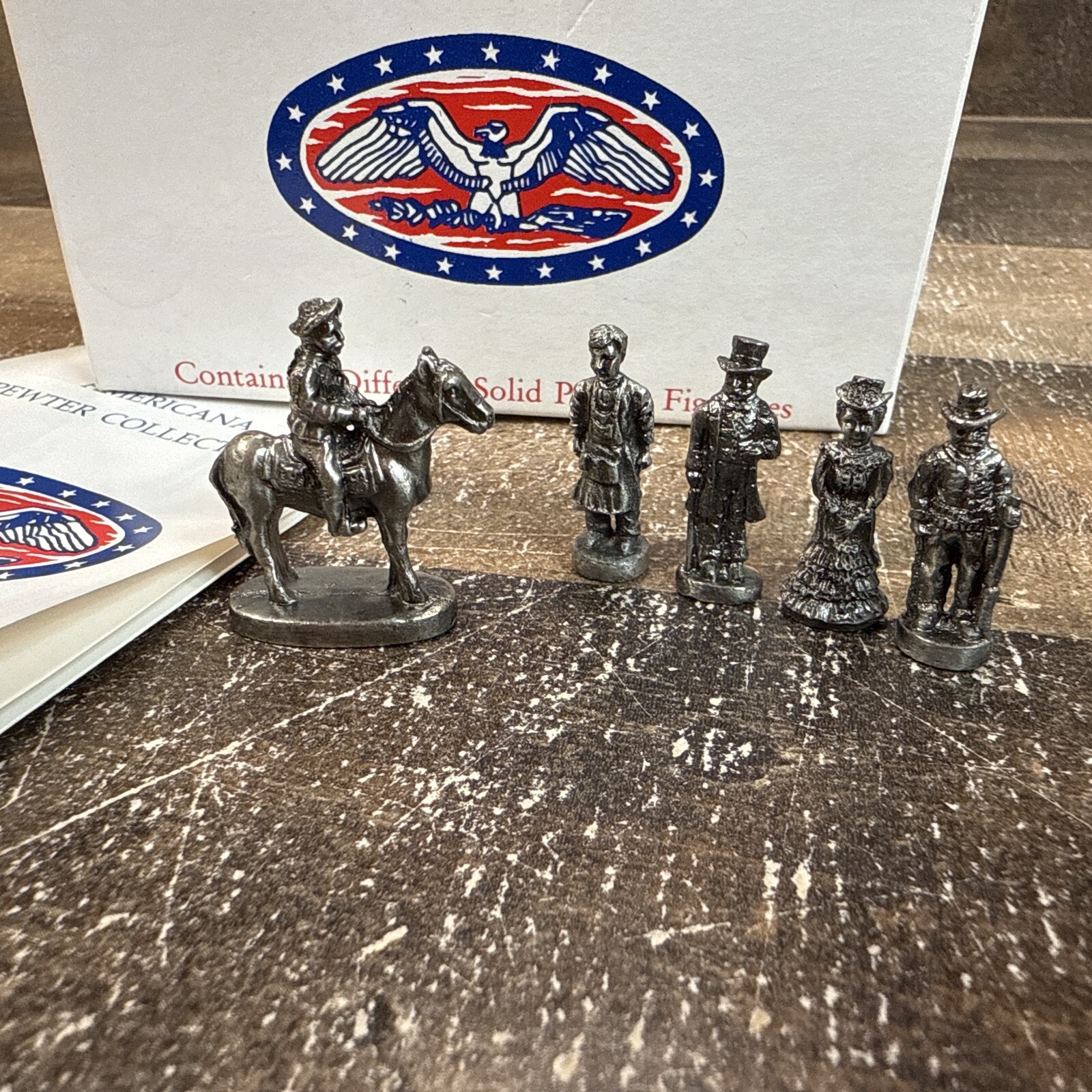 5 Piece “Pony Express Rider ” AH19 Americana Pewter Collection 1992 Original Box