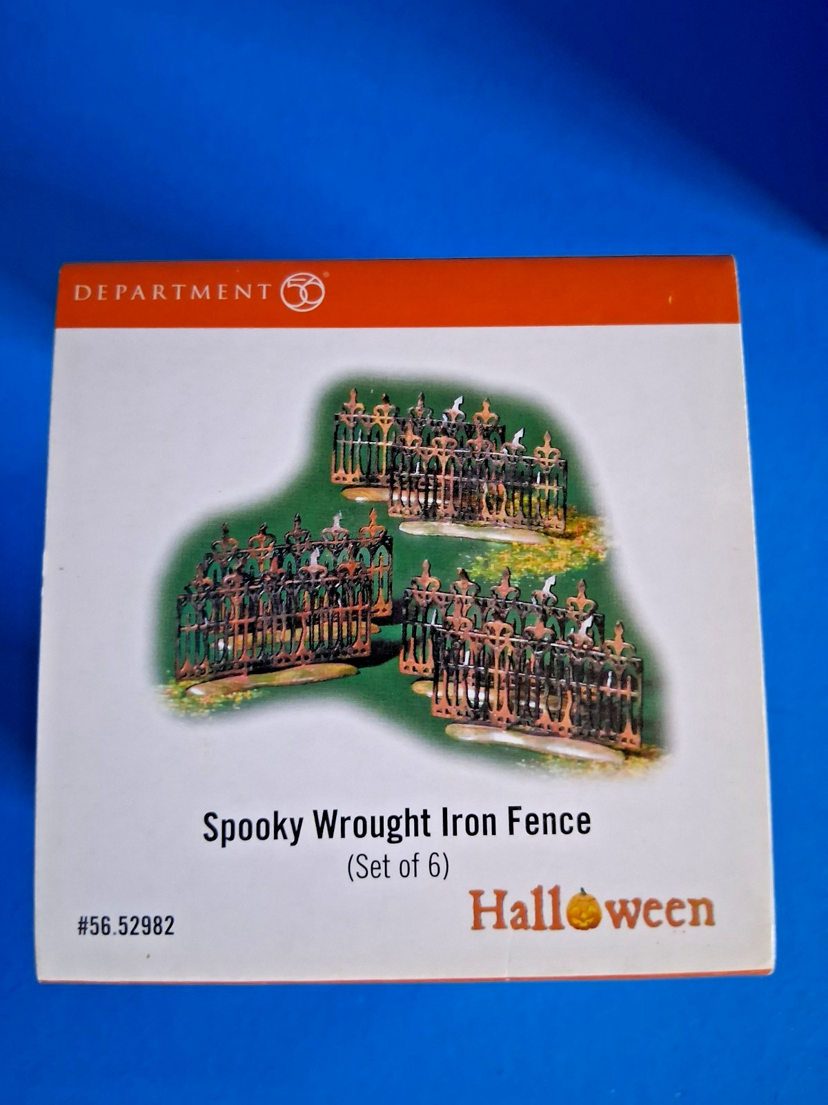 Dept 56 Spooky Wrought Iron Fence Set of 6 Halloween Village #52982 NIB