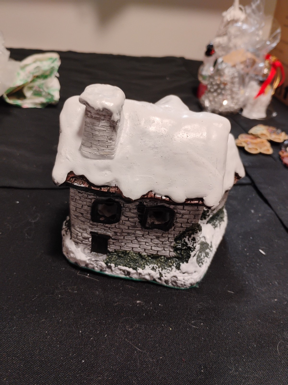 Hand Painted Cottage Charmers Lighted Snow House, Vintage Handcrafted Porcelain