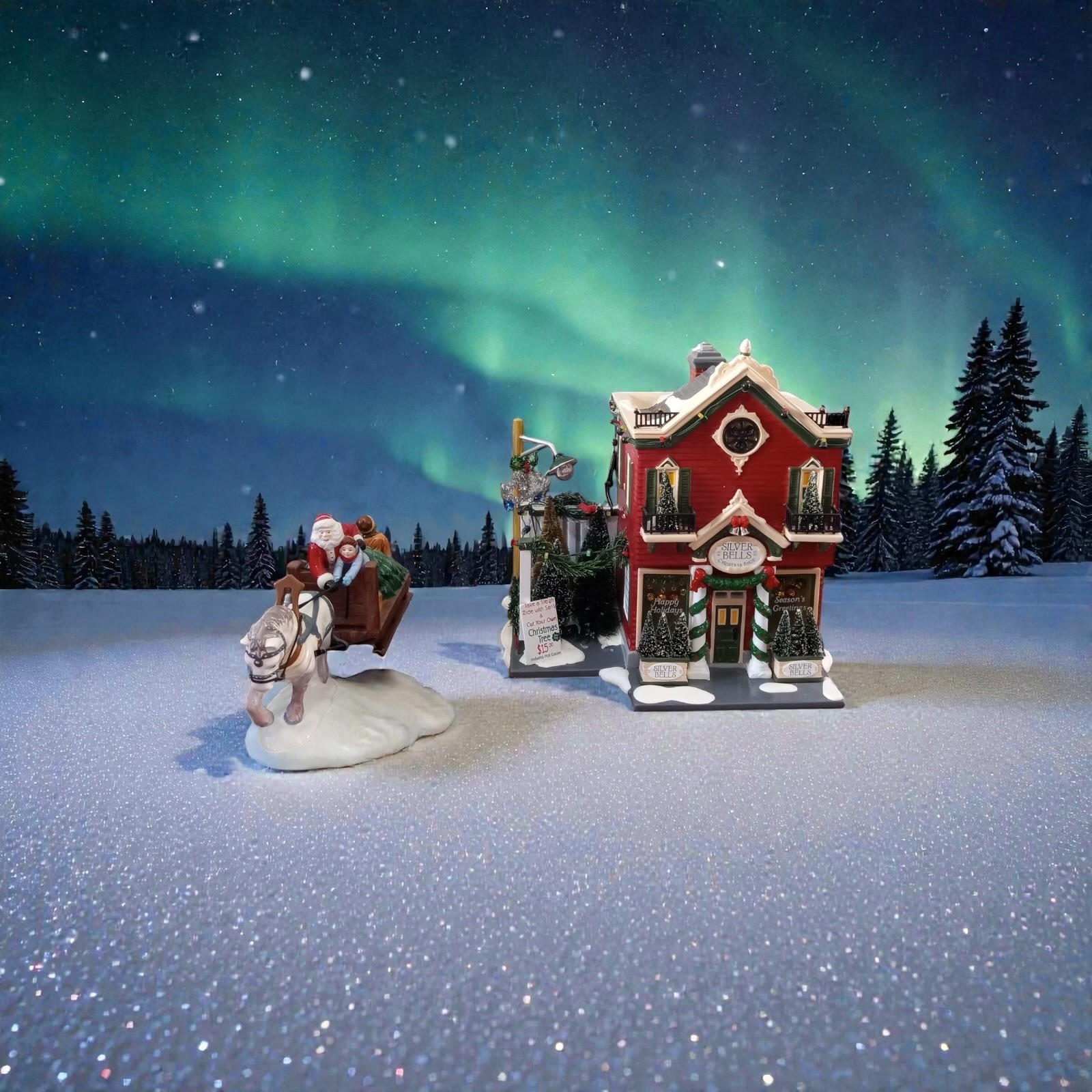 Dept 56 The Original Snow Village Silver Bells Christmas Shop Gift Set #55040