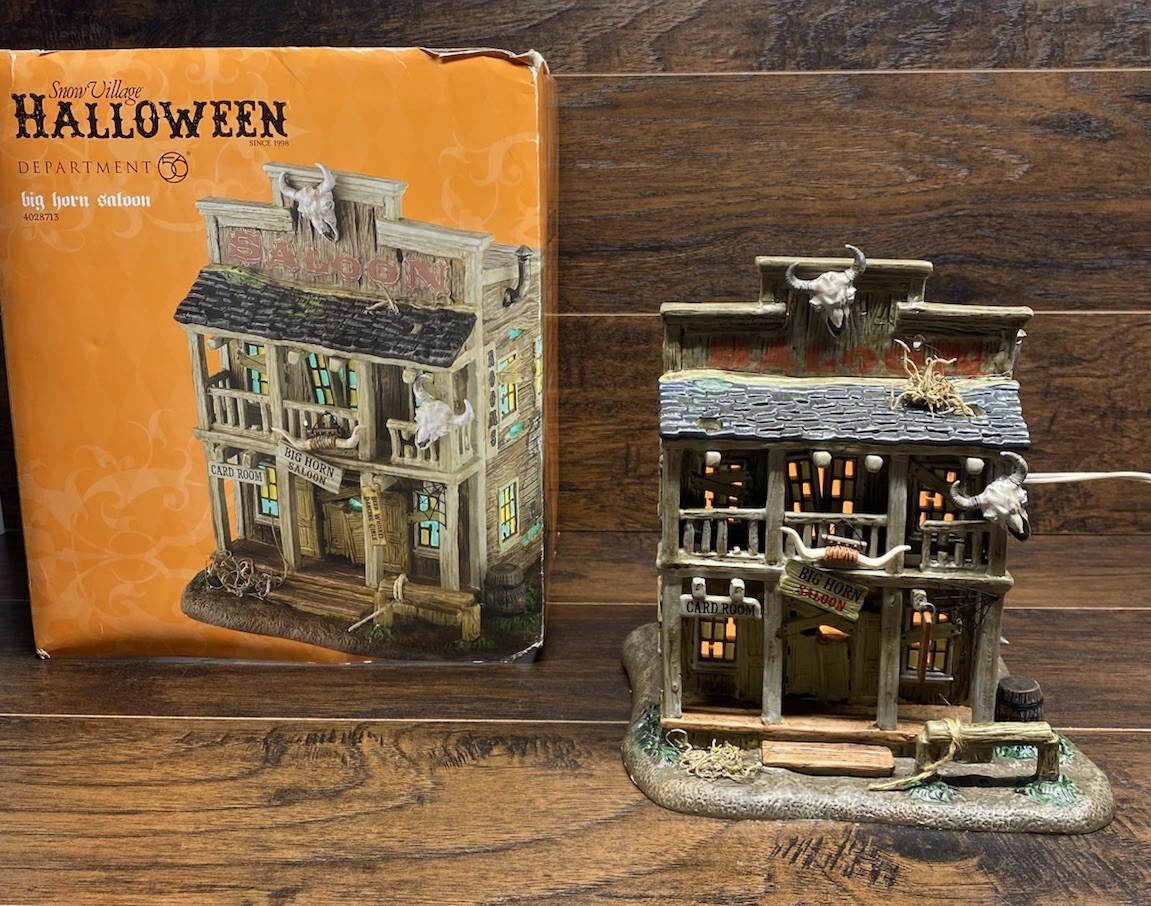 Department 56 Snow Village Halloween Big Horn Saloon #4028713 Wild West Retired