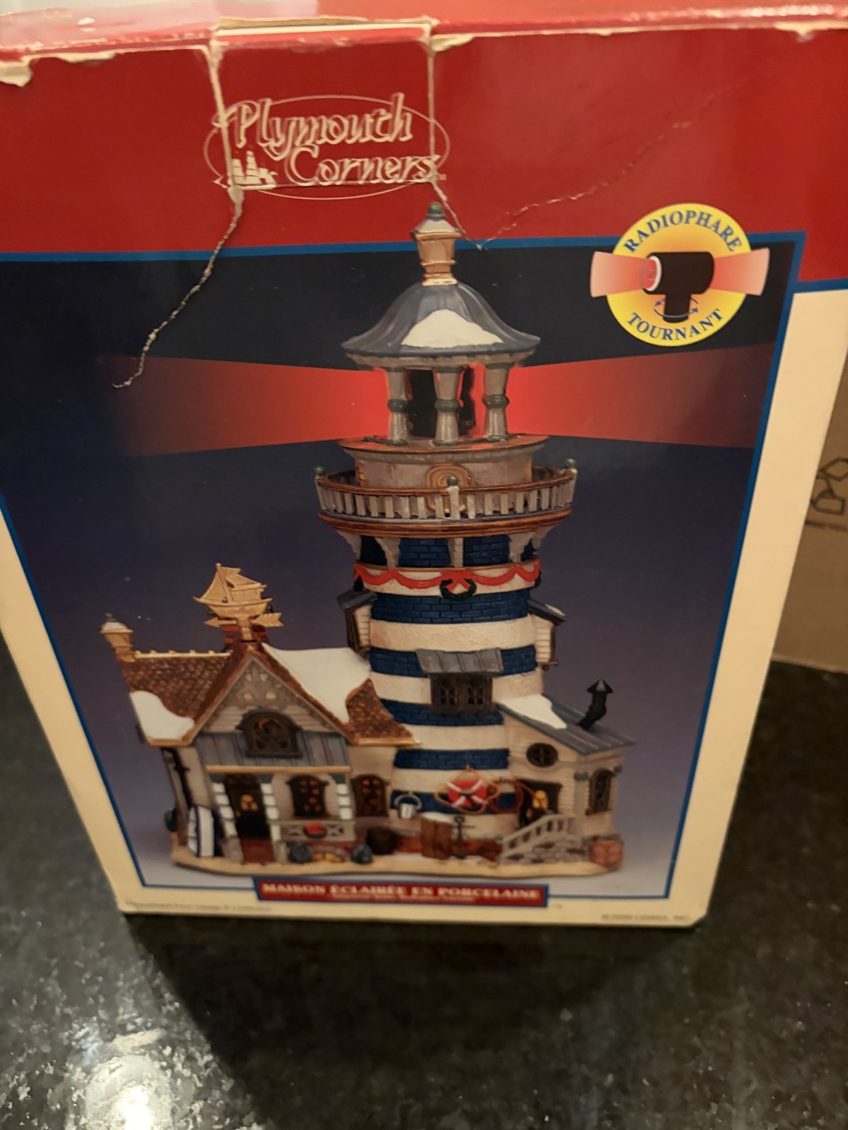 Lemax Plymouth Corners Rotating Beacon Lighthouse Christmas Village w/ Box Works