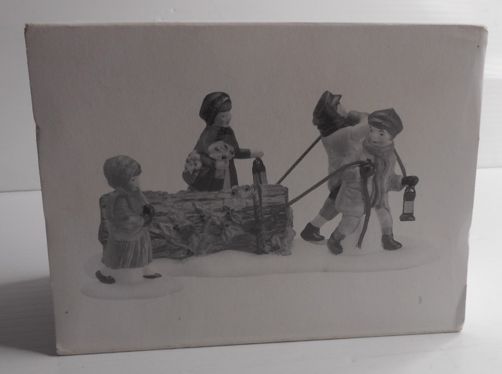 Dept 56 Heritage Village Collection “Bringing Home The Yule Log”  #55581 Set of3