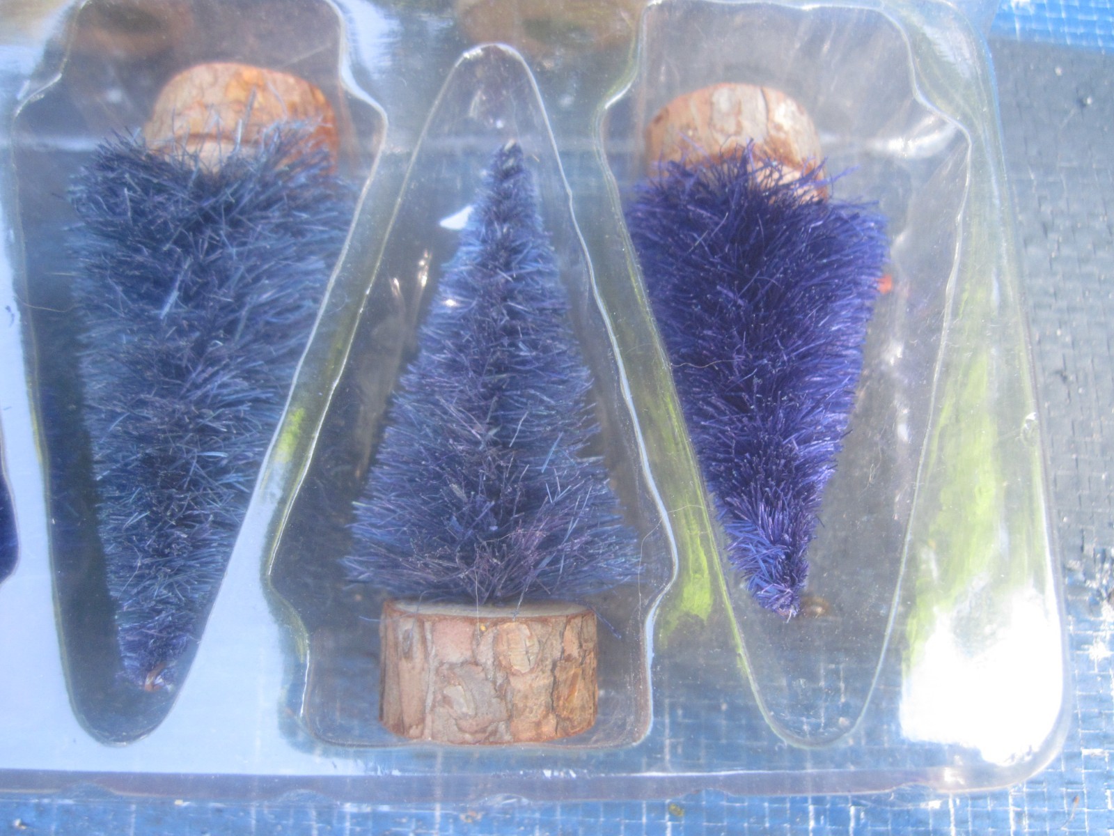 2 THE AMERICANA COLLECTION ~ 6 Miniature BLUE 3″ Tall Trees Sets, Look Unused