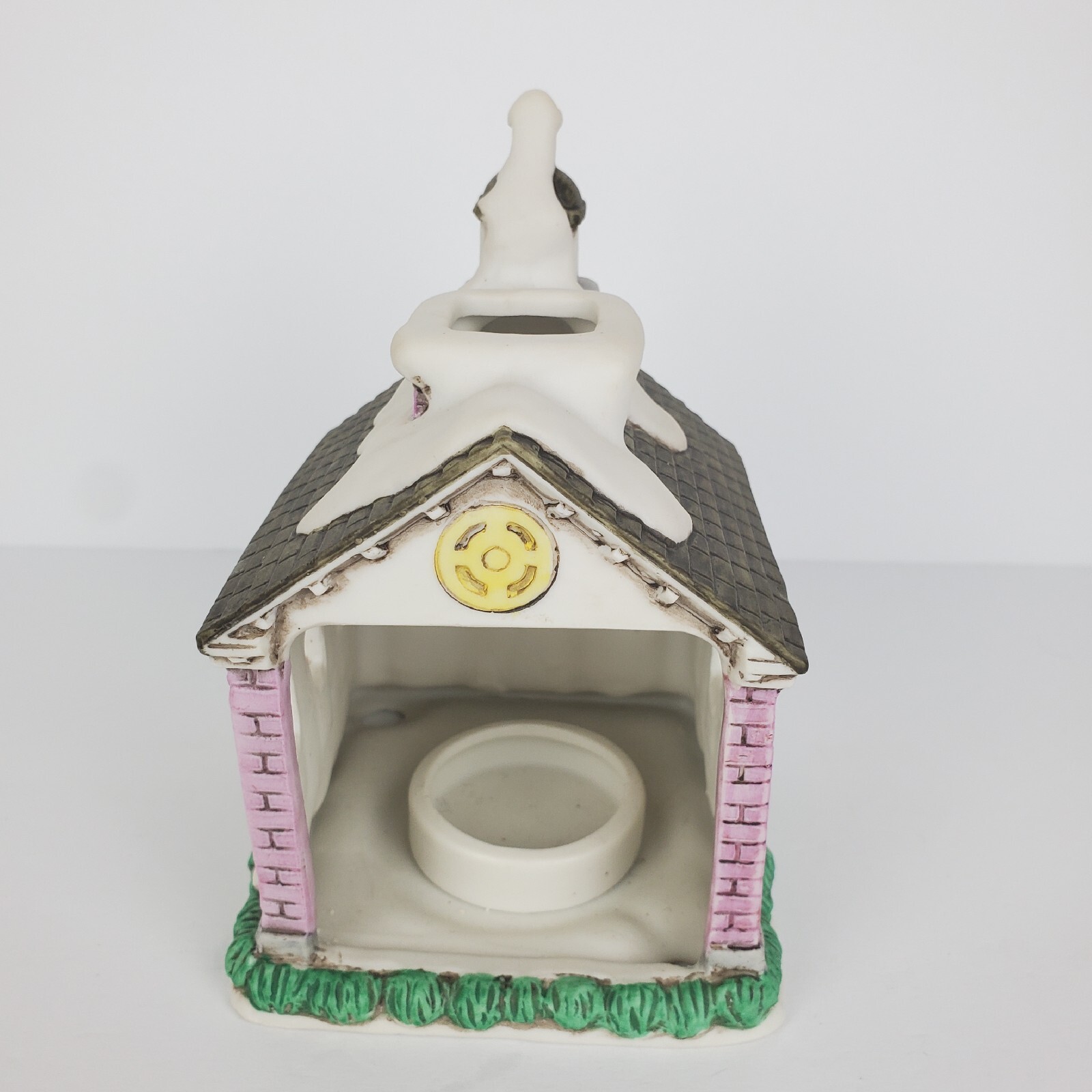 Vtg 1988 Lefton Byron Wood Colonial Village Church w/ Steeple Tea Light Holder