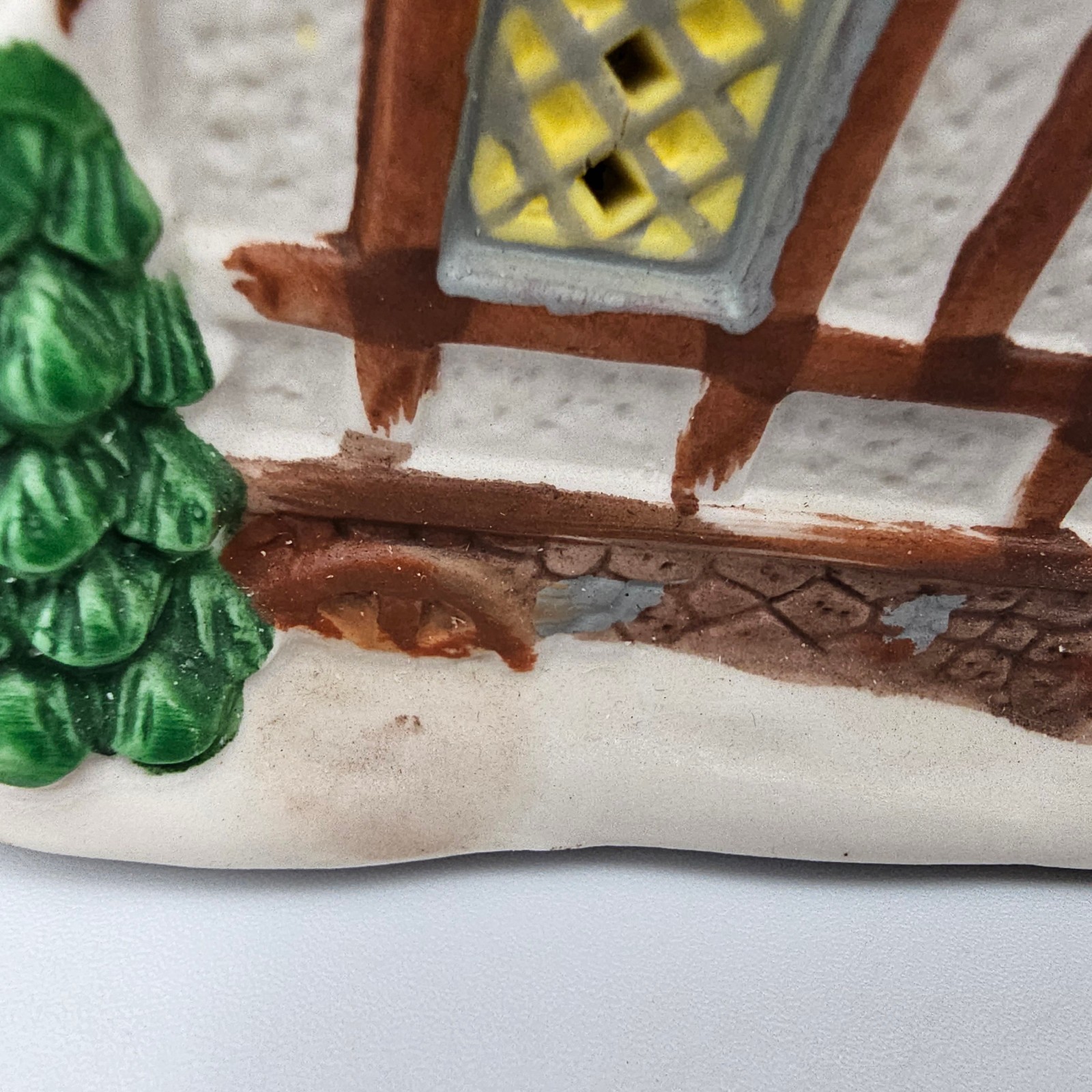 Christmas Village Building Tudor Style Coffee Shop Cafe with Interior View