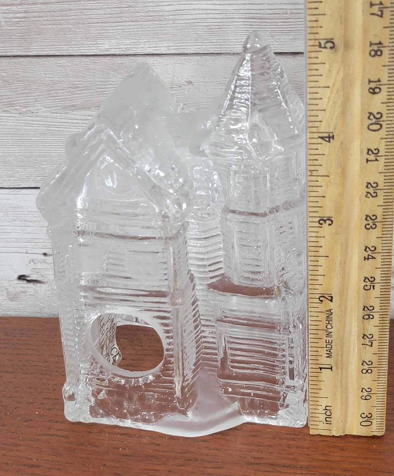 3 Vintage Clear Glass Christmas Village Buildings Church Storefront Houses