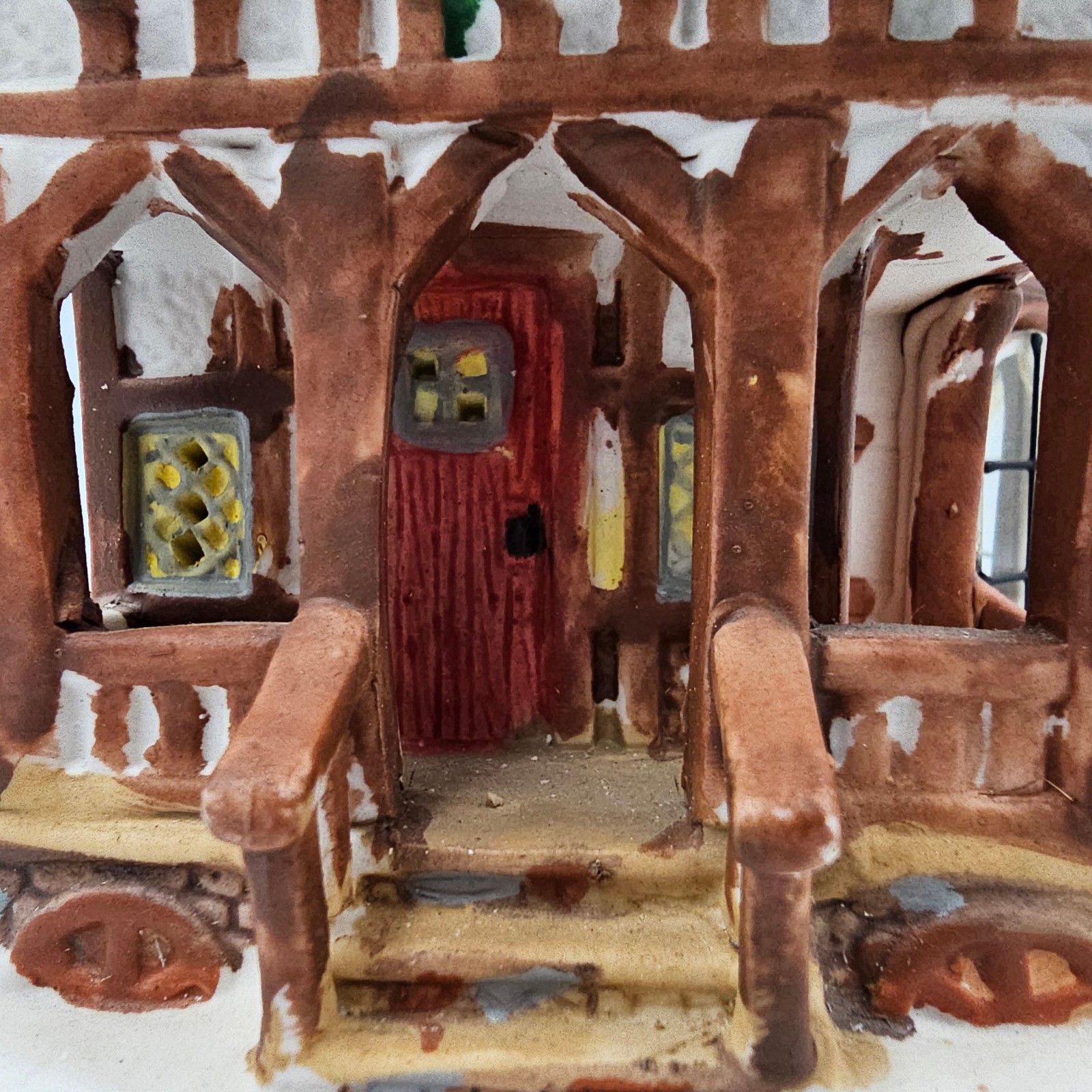 Christmas Village Building Tudor Style Coffee Shop Cafe with Interior View