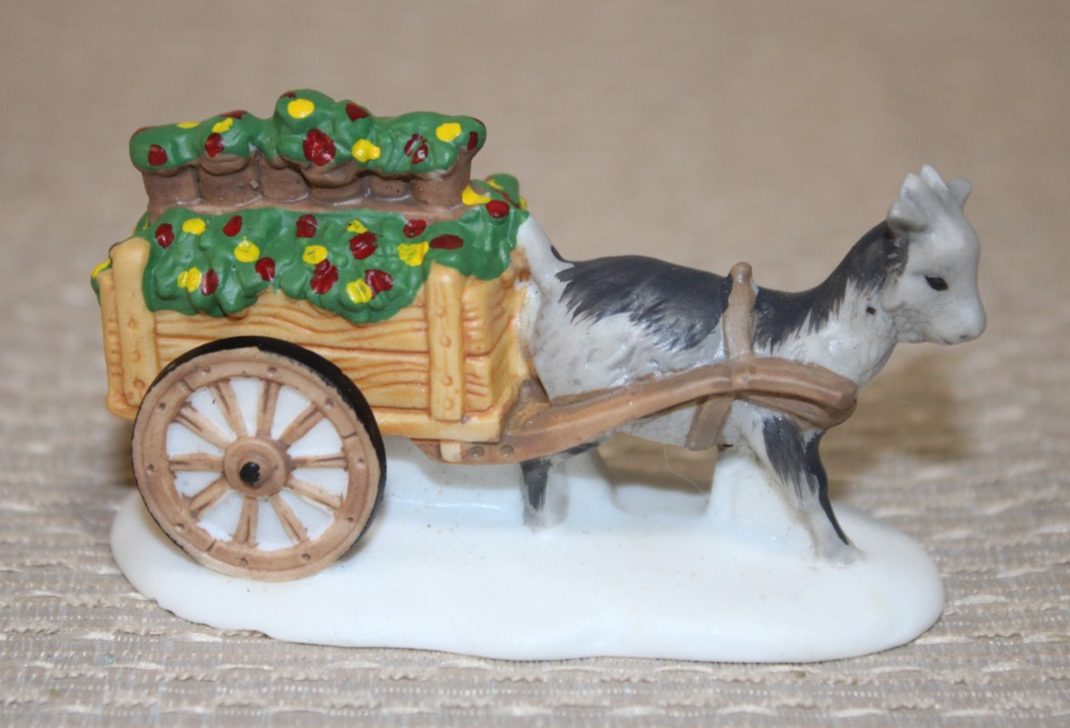 Dept 56 Goat Pulling Flower Cart Figurine Heritage Village Farm People Animals