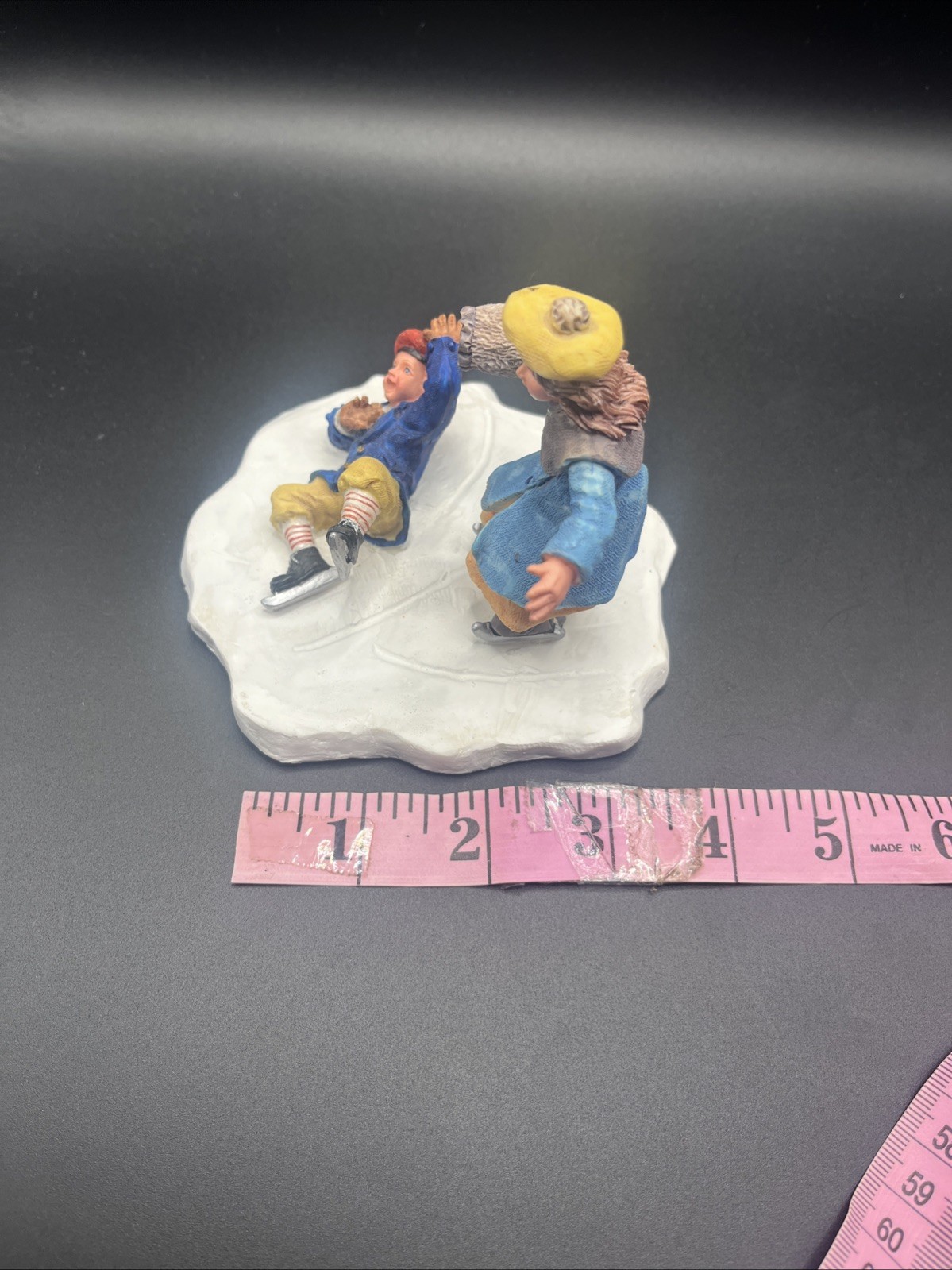 Lemax Memory Makers Timmy’s Tumble Victorian Boy Girl Ice Skating Table Decor