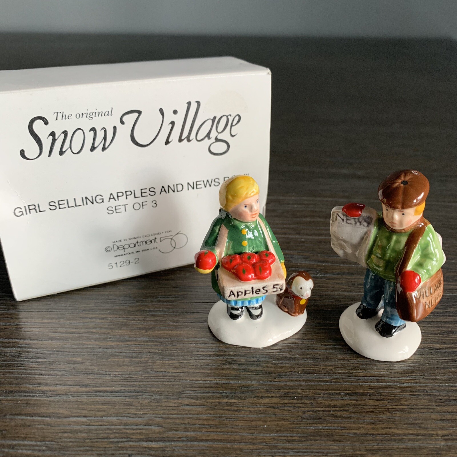 Dept 56 Girl Selling Apples and Newsboy The Original Snow Village 5129-2