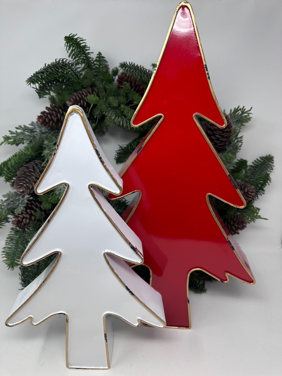 2D Metal Christmas Trees, Red, Green, White, Christmas Decor, Centerpiece, NEW