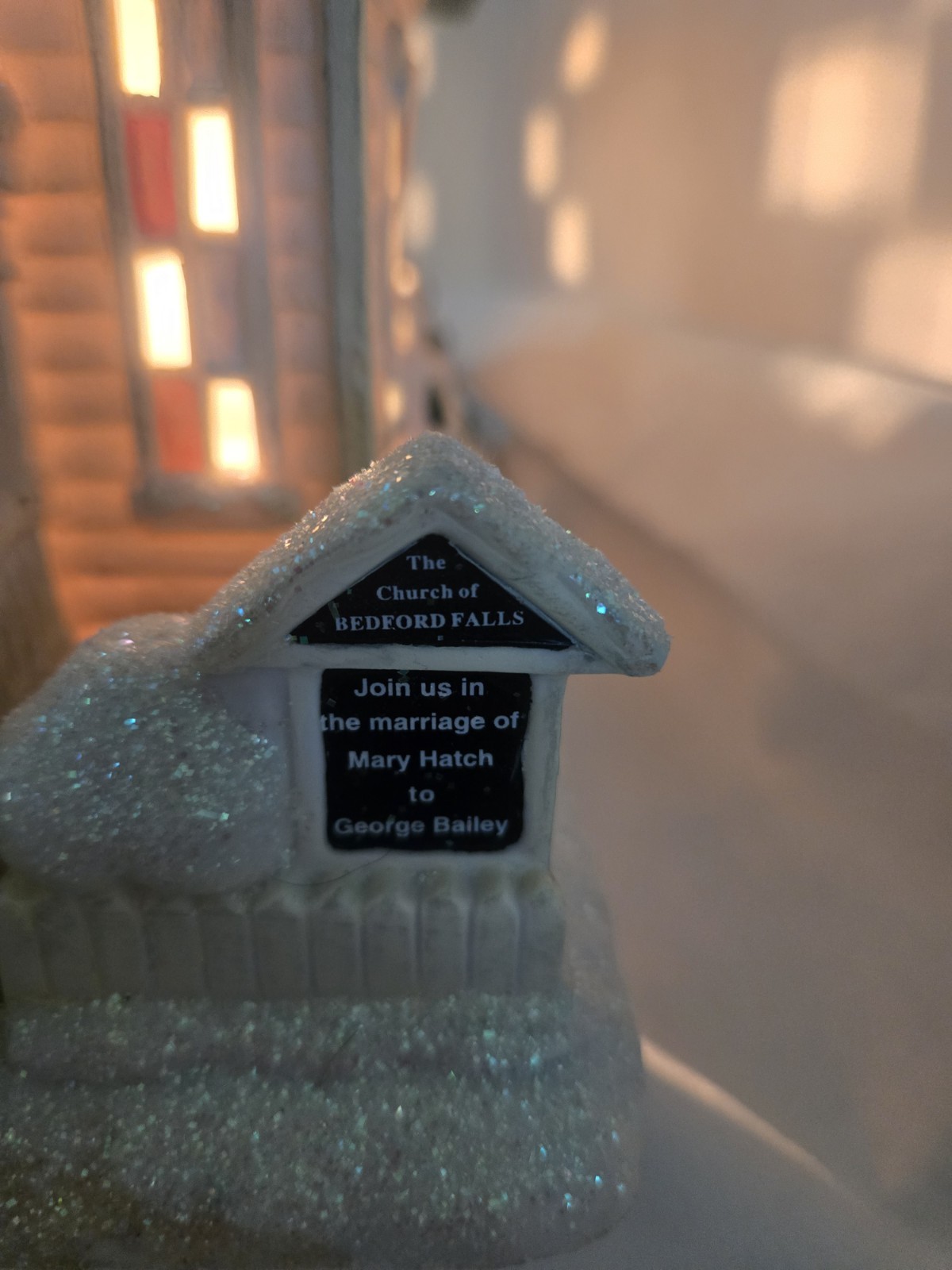 Snow Church Bedford Falls Christmas Village Ceramic It’s a Wonderful Life