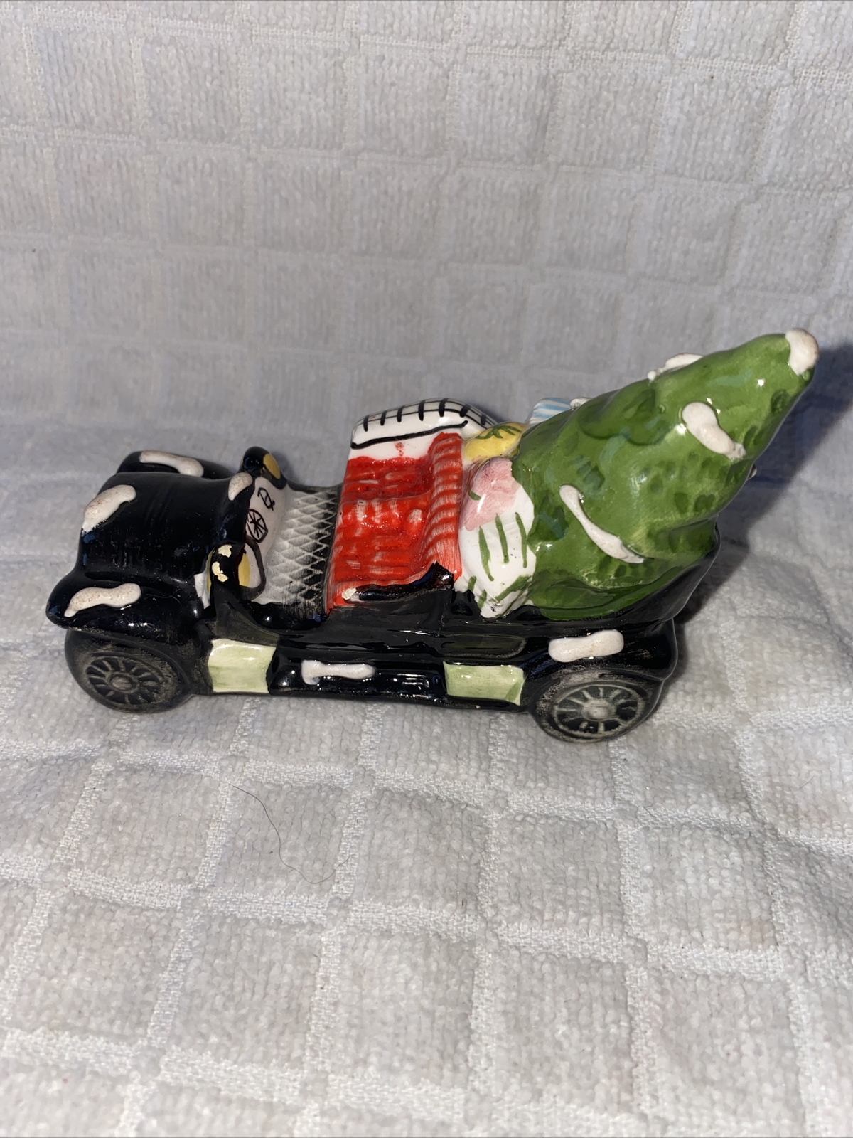 Vintage Dept. 56 Snow Village Car With Tree and Presents In Back