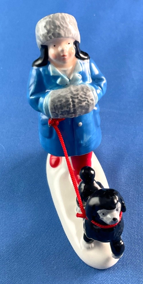 Dept 56 Original Snow Village Accessory Girl With Dog Pets on Parade #54720
