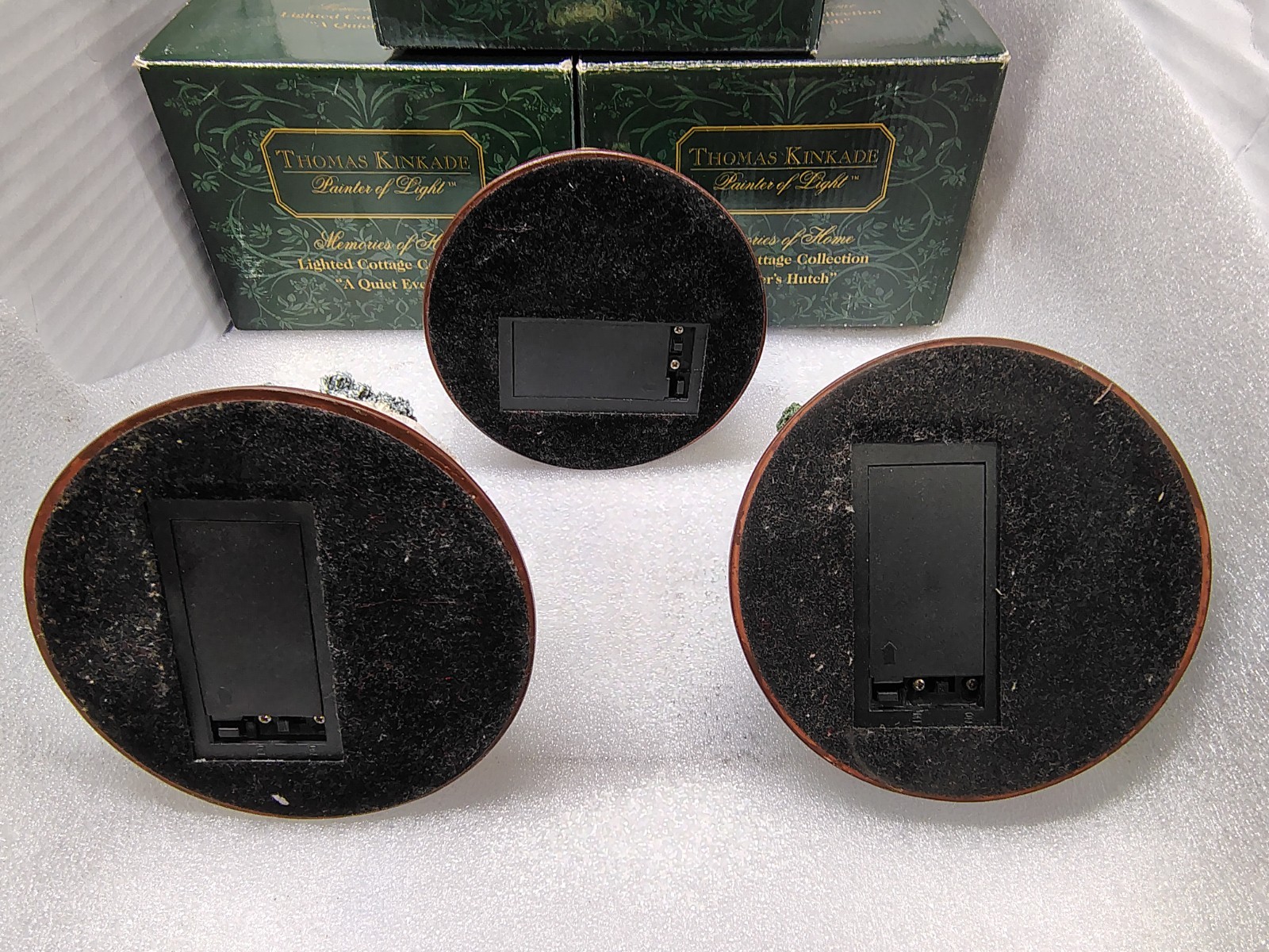 Lot 3 Thomas Kinkade Lighted Heathers Hutch Quiet Evening Stonehearth Christmas