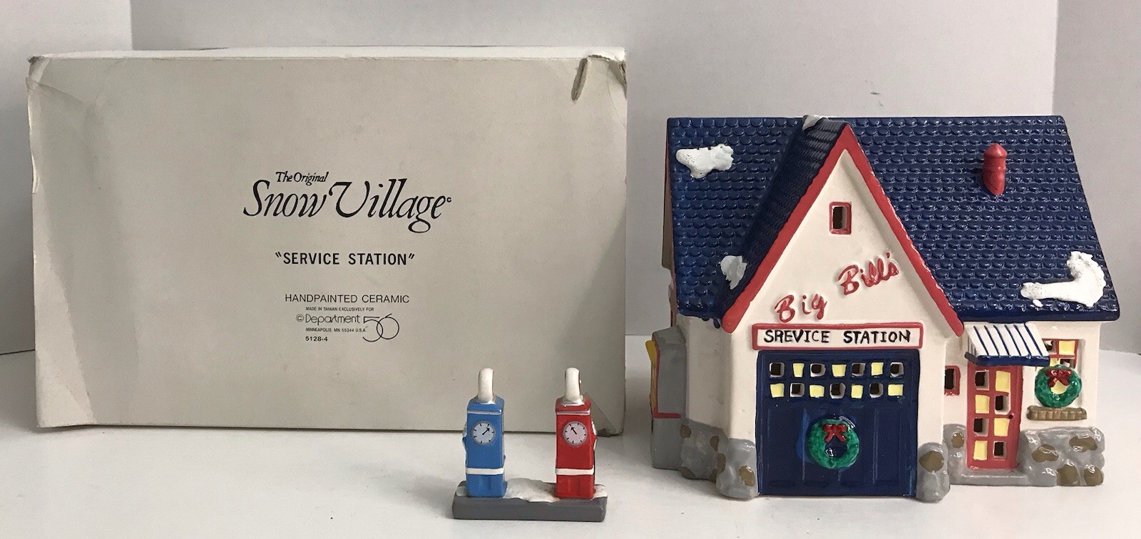 Department 56 Snow Village Big Bill’s Service Station #5128-4 Christmas No Light