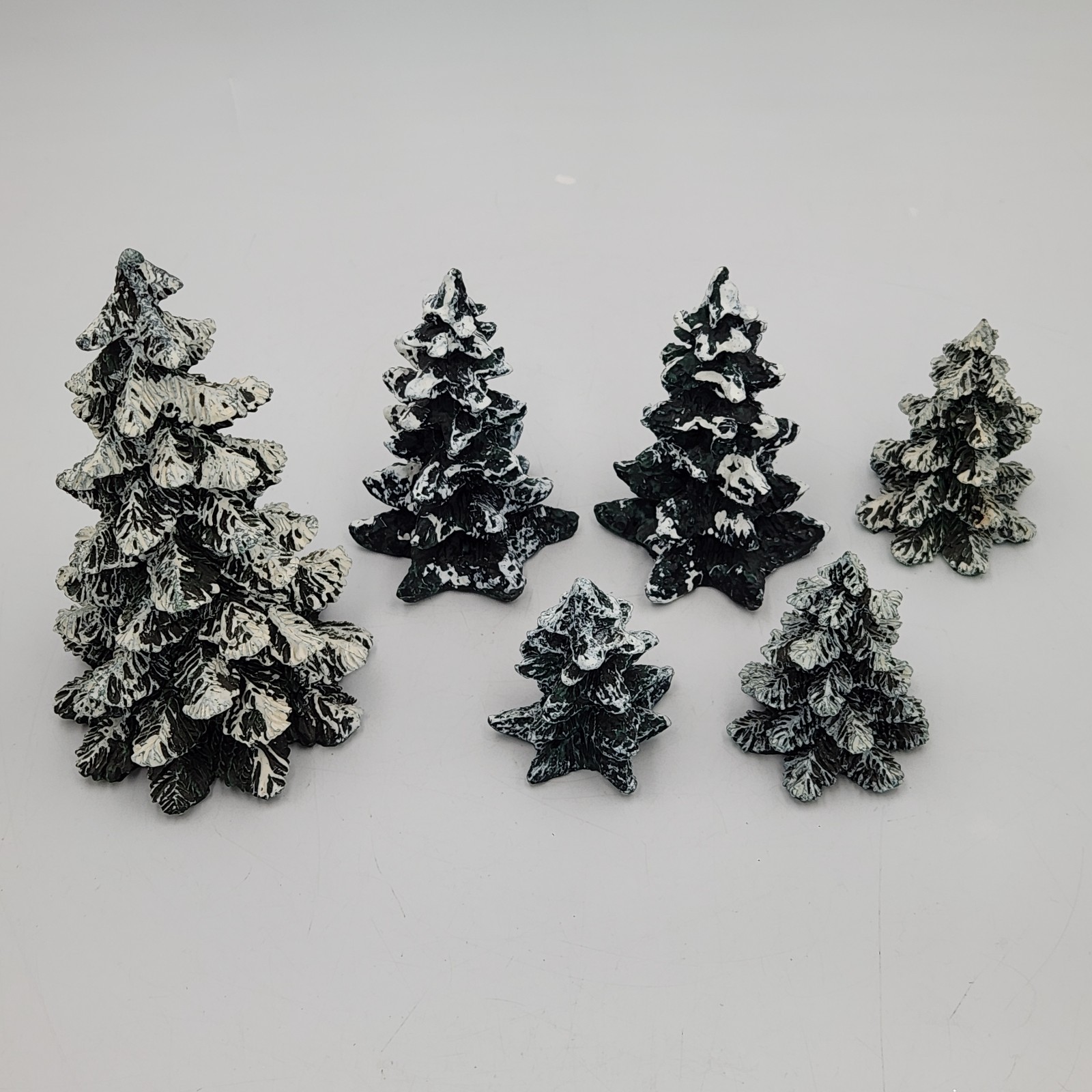 Vintage Mixed Lot Of 8 Christmas Village Trees Various Size Resin And Brush Type