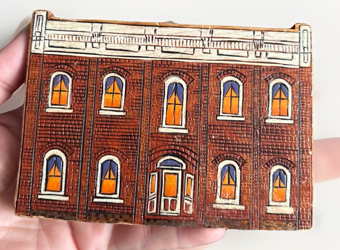 9 Pcs Vintage 1995 “Hands Of Kansas” Hand Carved/painted Houses Signed