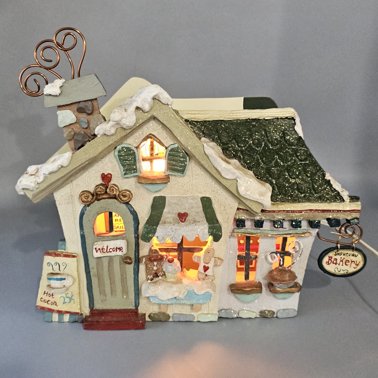 Kurt S Adler Snowtown Village Bakery Light Up Wood House Christmas Decor Holiday