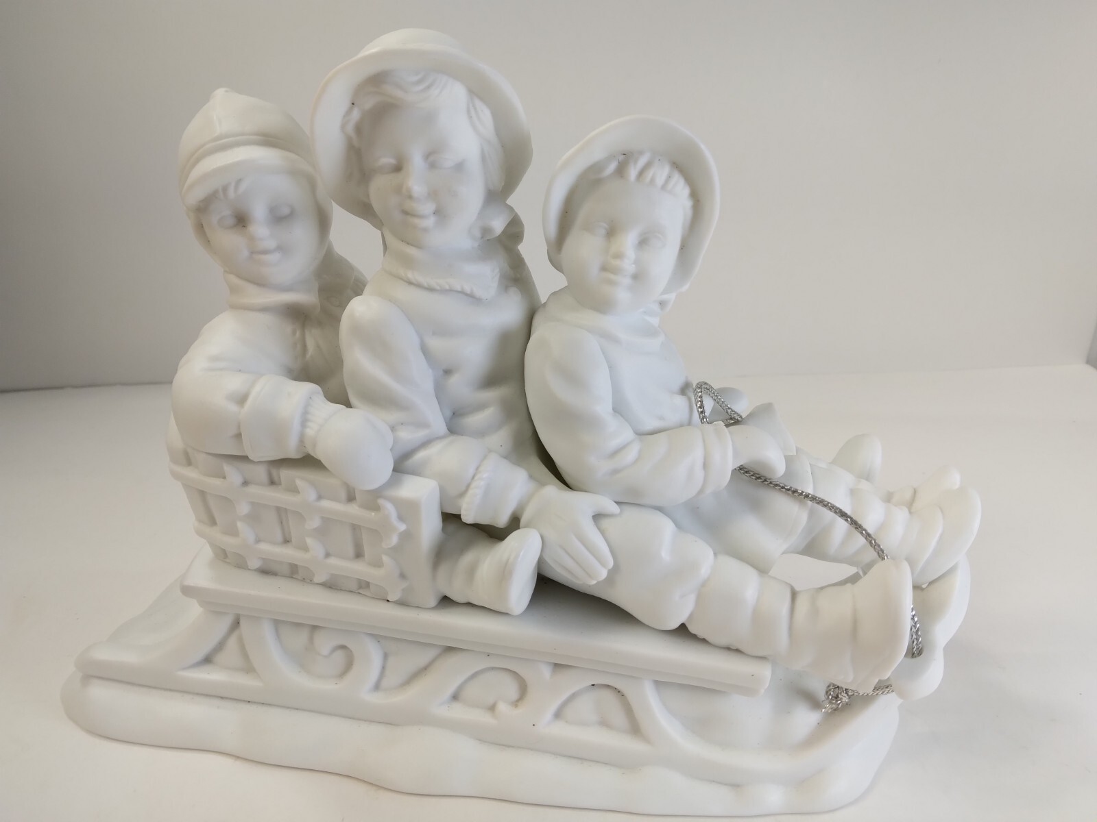 Dept 56 Christmas Winter Silhouette Sledding In The Snow White Figurine 78492