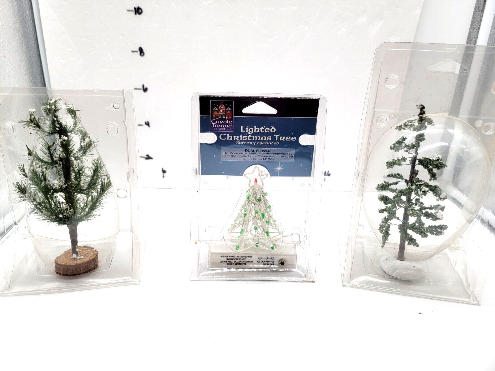 Carol Town Lemax Lighted Accessory Wire Christmas Tree + 2 Lemax trees