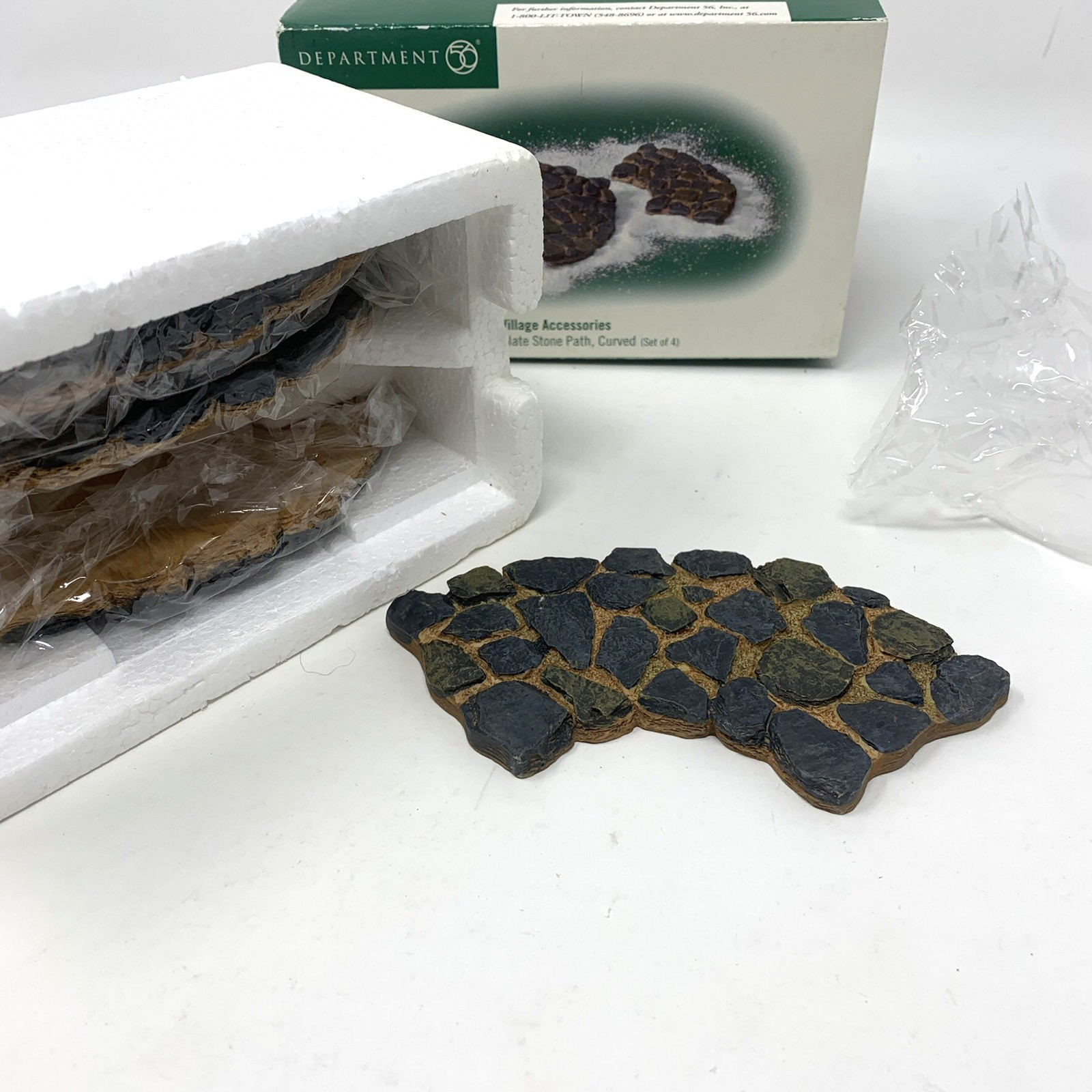 Dept 56 SLATE STONE PATH Curved 4 pcs in Box Christmas Village Accessories