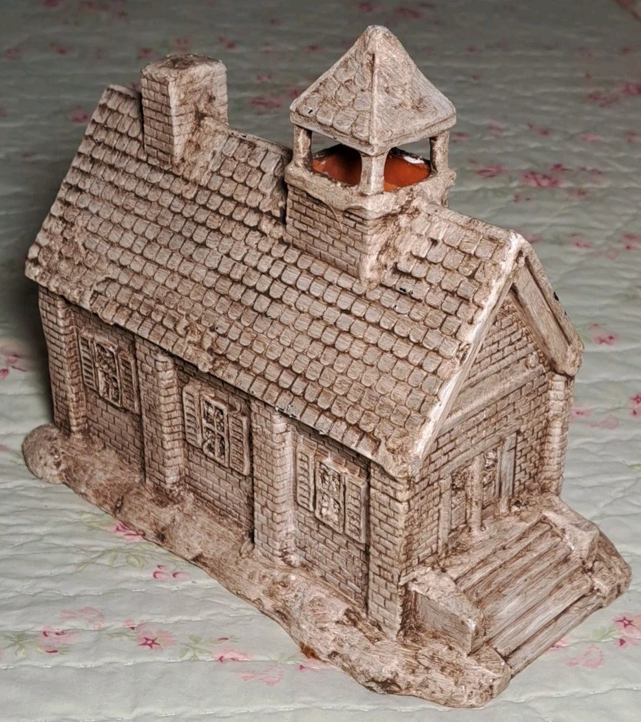 Vintage Ceramic Church Village House Hand Painted Christmas Rustic Aged 8″ x 9″