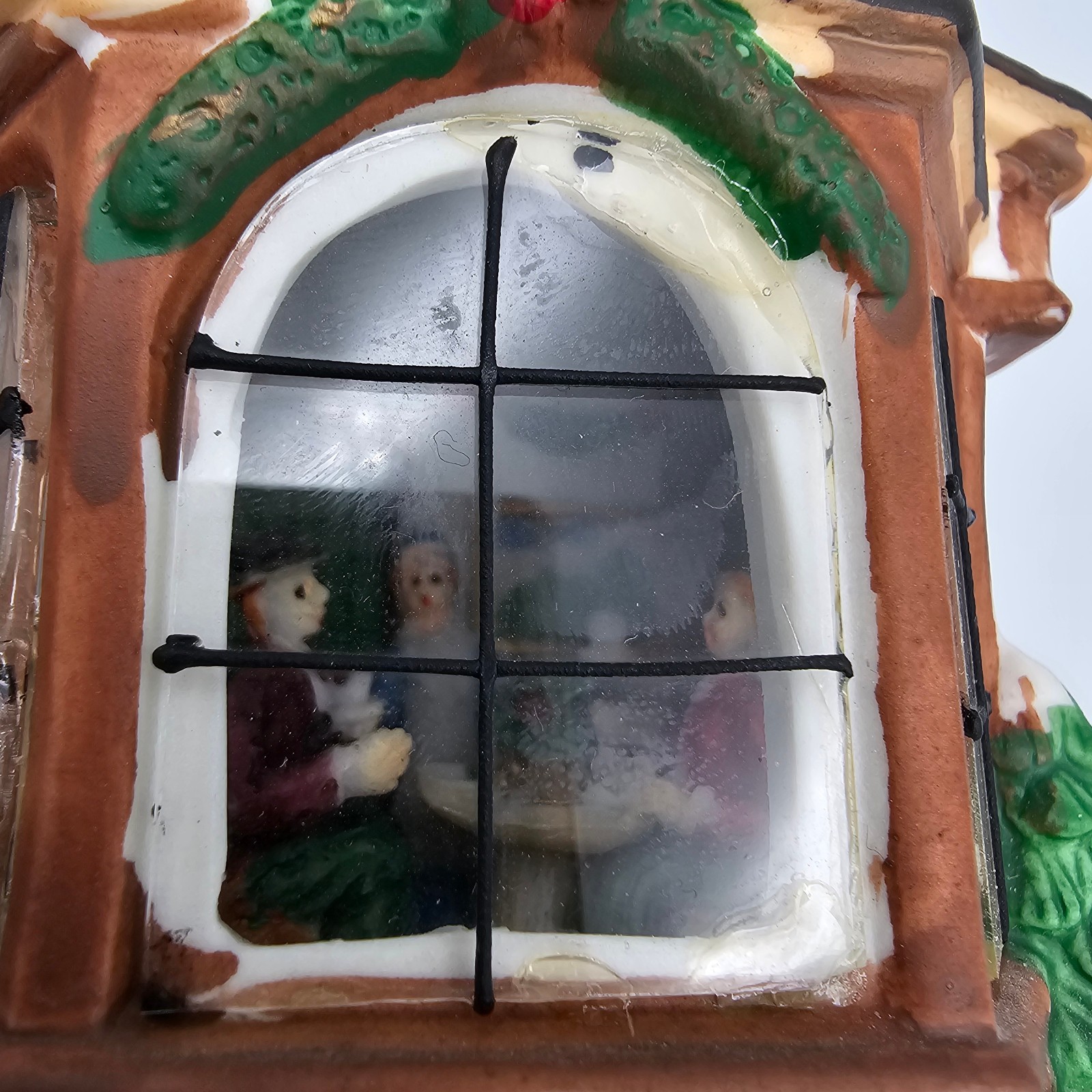 Christmas Village Building Tudor Style Coffee Shop Cafe with Interior View