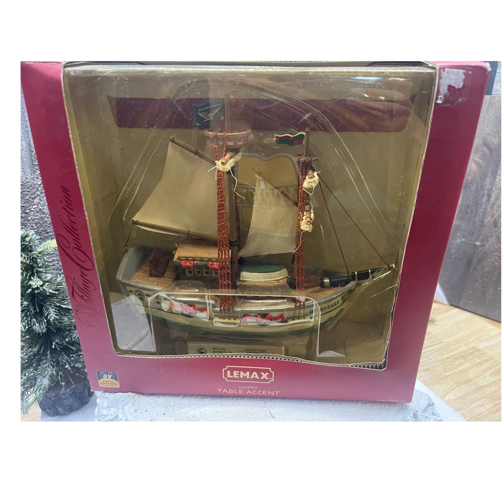 Lemax GOLDEN EAGLE Lighted Village Ship Table Accent Ship