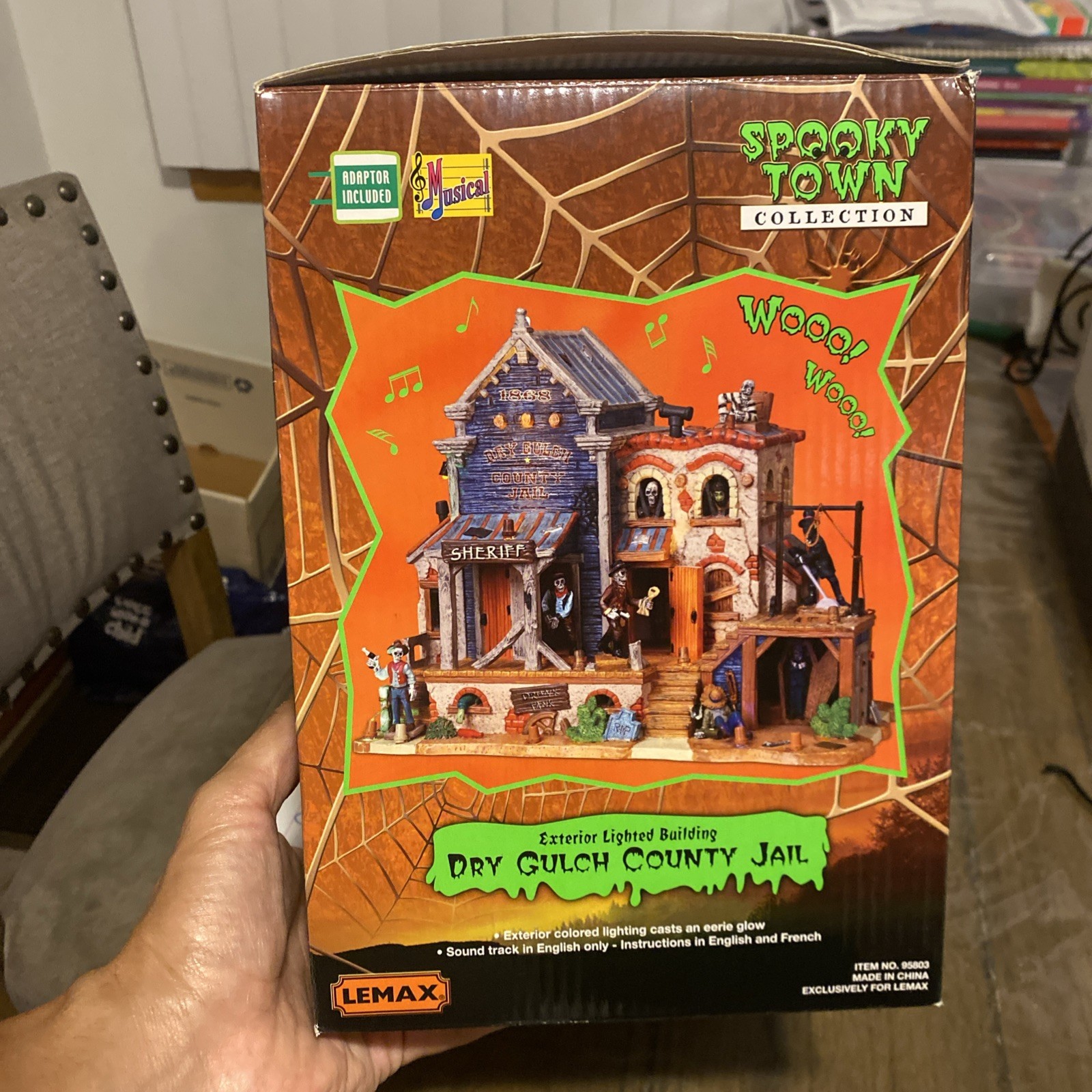 Lemax Spooky Town DRY GULCH COUNTY JAIL Old West Hanging 05833 Light & Sound NEW