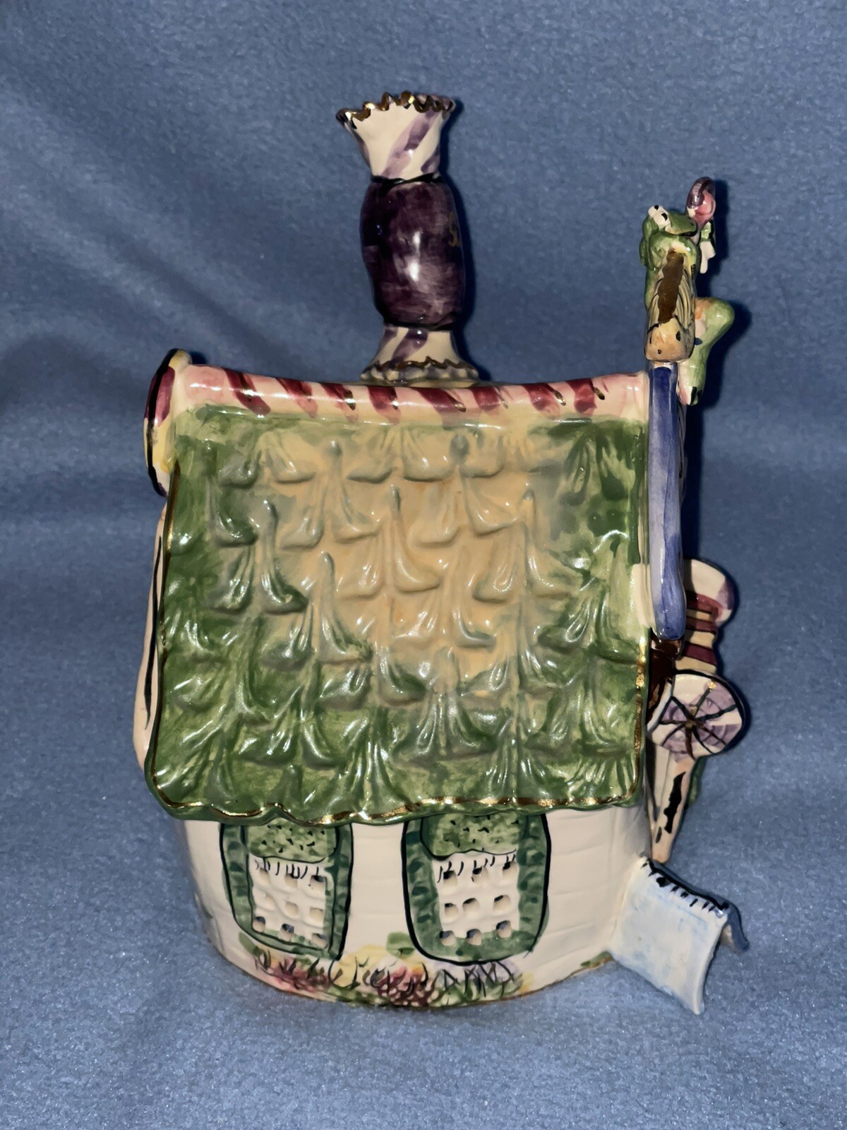 Blue Sky Candy Shop Ceramic Tealight House Heather Goldminc 2002 VTG Clay Works