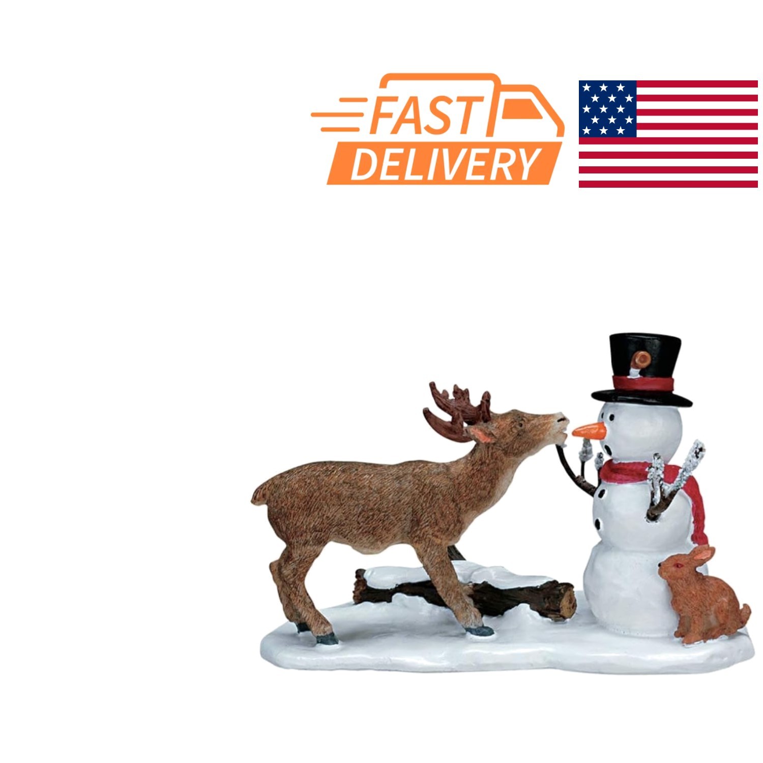 Decorative Christmas Village Figurine Snack Time 2.56 Inch Lighted Classic Style