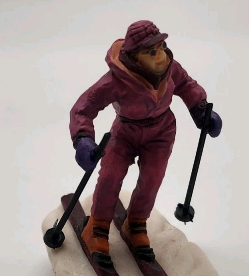 Christmas Village Accessories Skiers Snowboard Ski Lemax Village Set of 5