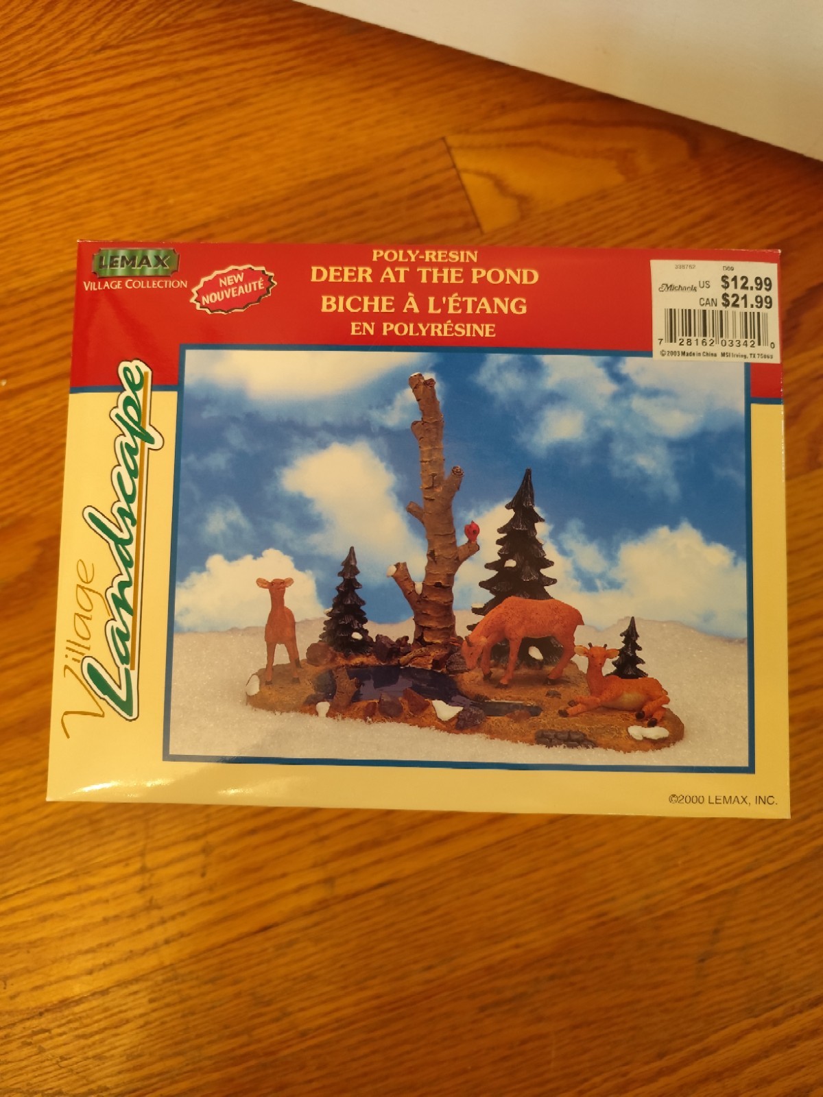 2000 LEMAX Village Landscape Poly-Resin Deer At The Pond (New)