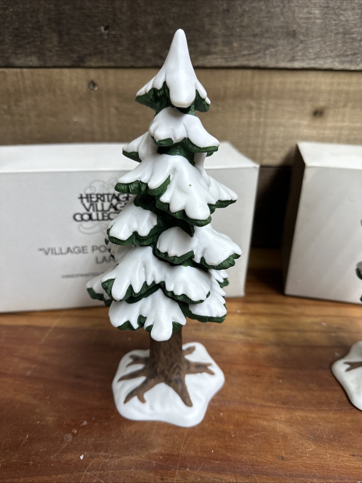 Dept 56 Village Porcelain Pine Large 5218-3 Set Of 2 In Boxes
