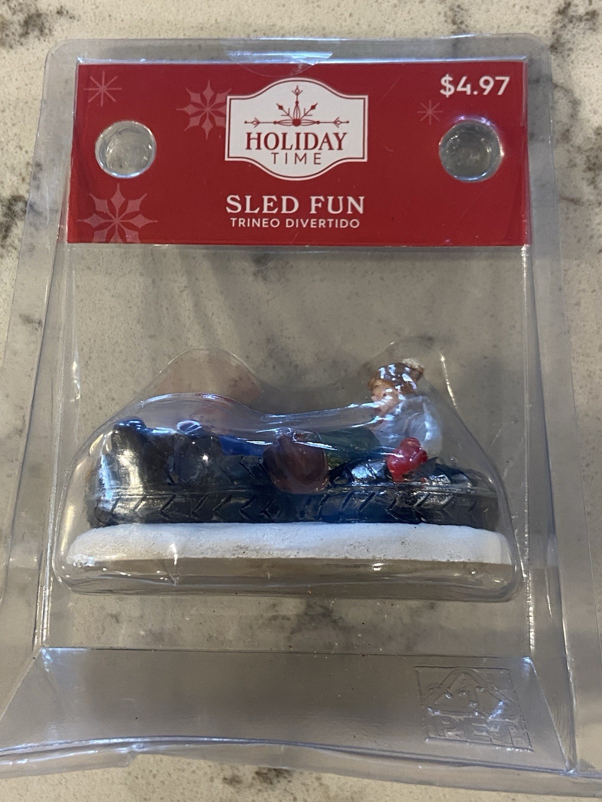 NEW IN PACKAGE ~ HOLIDAY TIME * SLED FUN * Kids on Snow Tubes Christmas Village