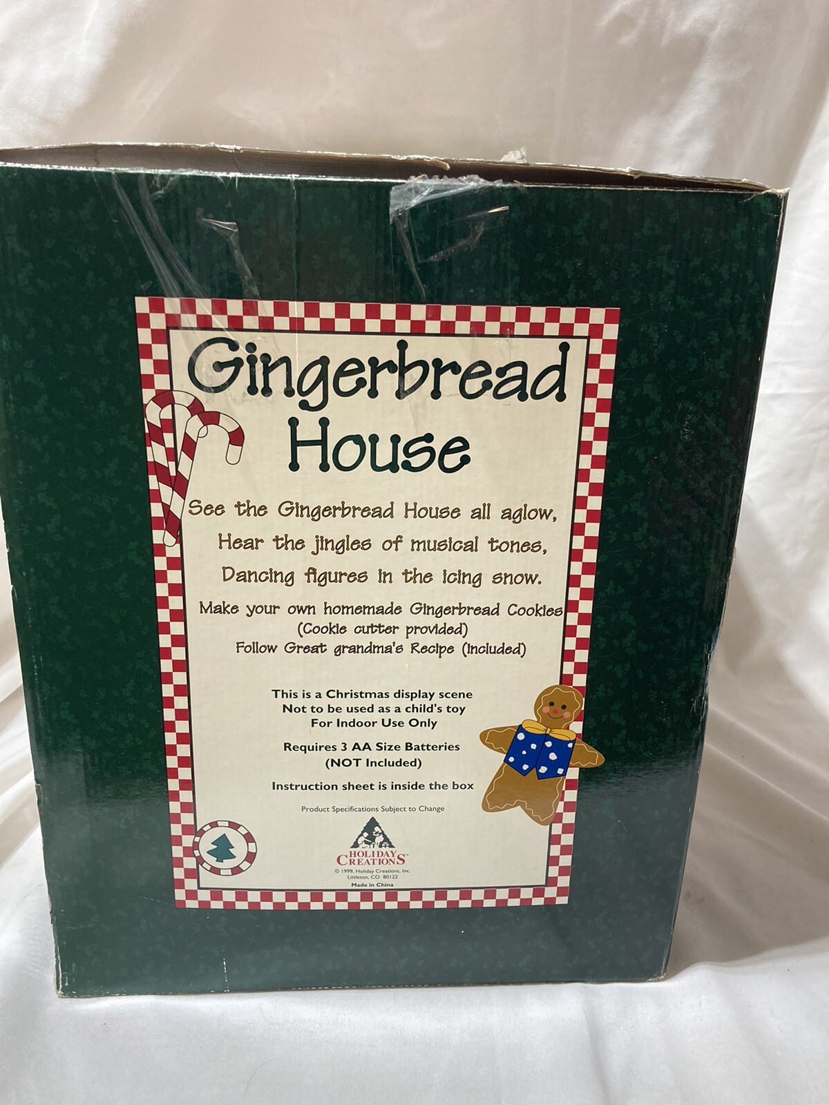 Holiday Creations Christmas Gingerbread House Animated Lighted Musical Vintage