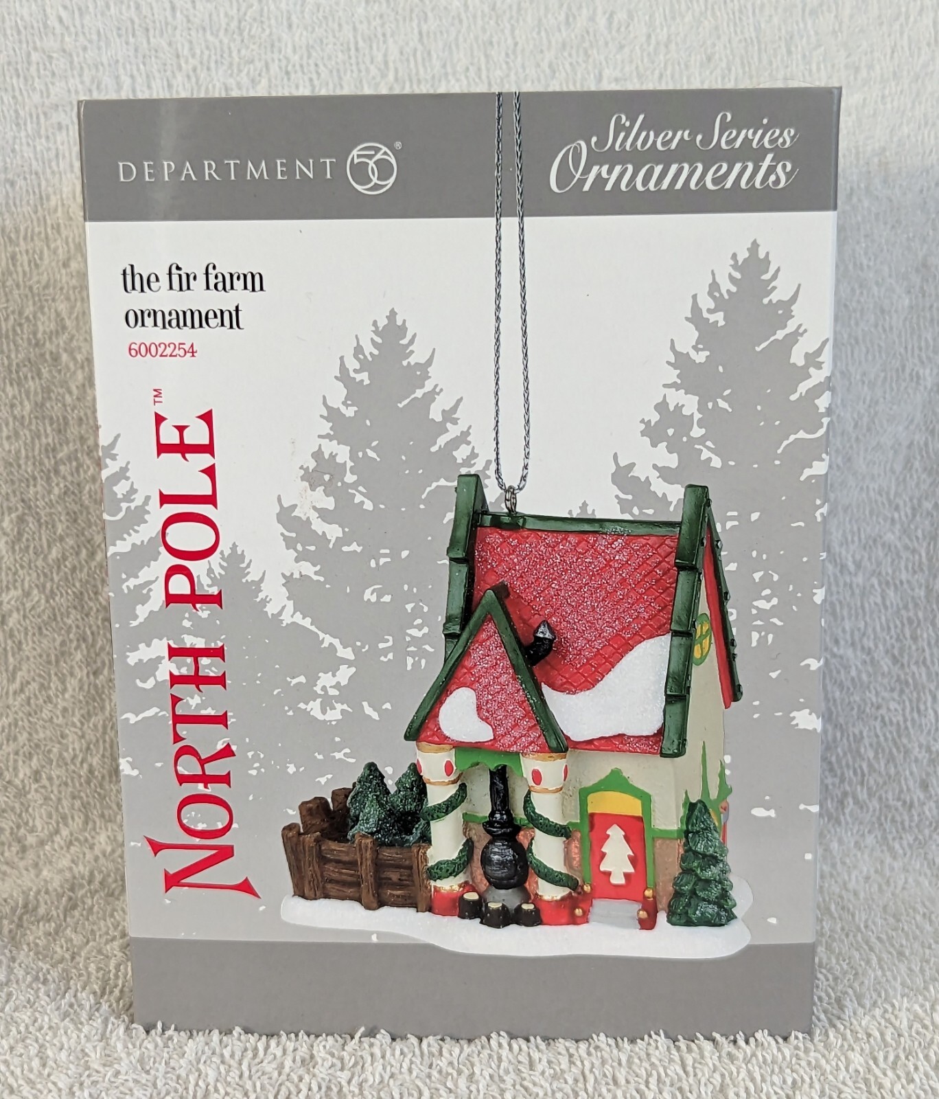 DEPT 56 SILVER SERIES ORNAMENT THE FIR FARM NORTH POLE 6002254 BOXED