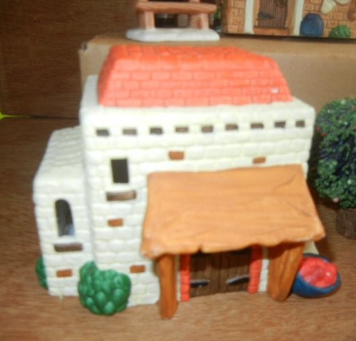 9 PCS 1996 NOMA SOUTHWESTERN STYLE CHRISTMAS SCENE 3 NOT LIT HOUSES + NO BOX