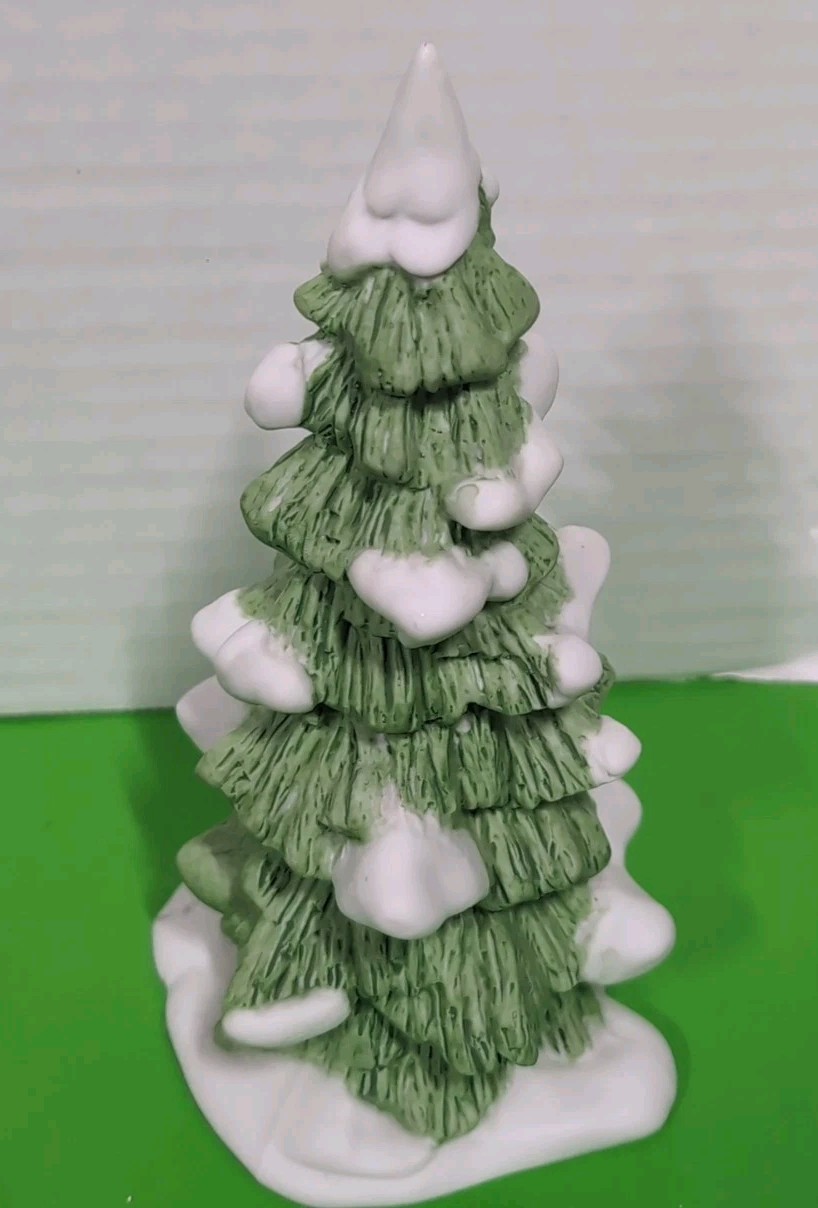 Christmas Village Porcelain Snowy Pine Tree by Dept 56 – 8 in Tall