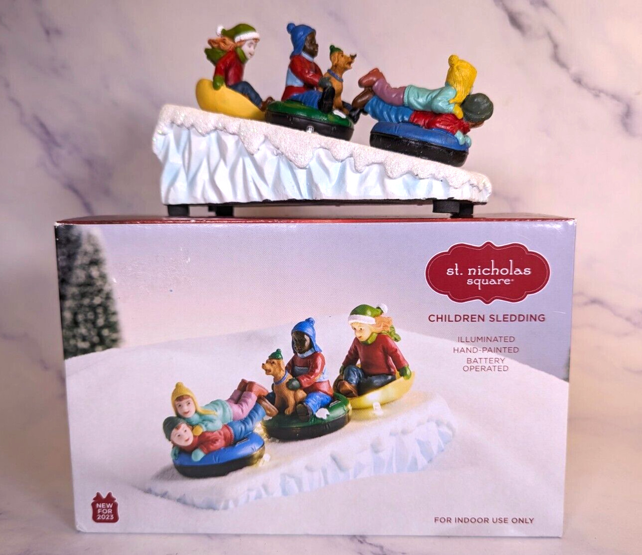 St. Nicholas Square Kids Sledding Light-up Christmas Decoration