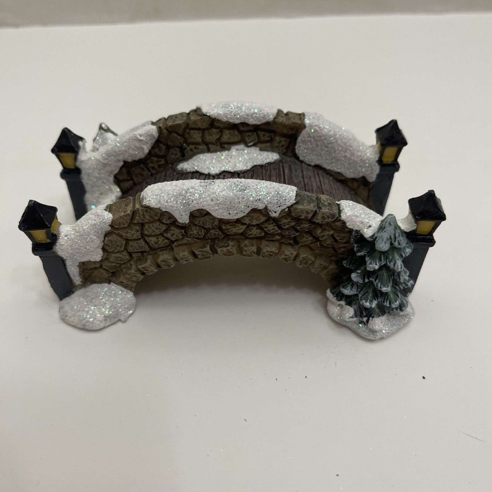 Celebrations Christmas Village Snowy Bridge Figurine 4.5 Inches Long 2 Inches Ta
